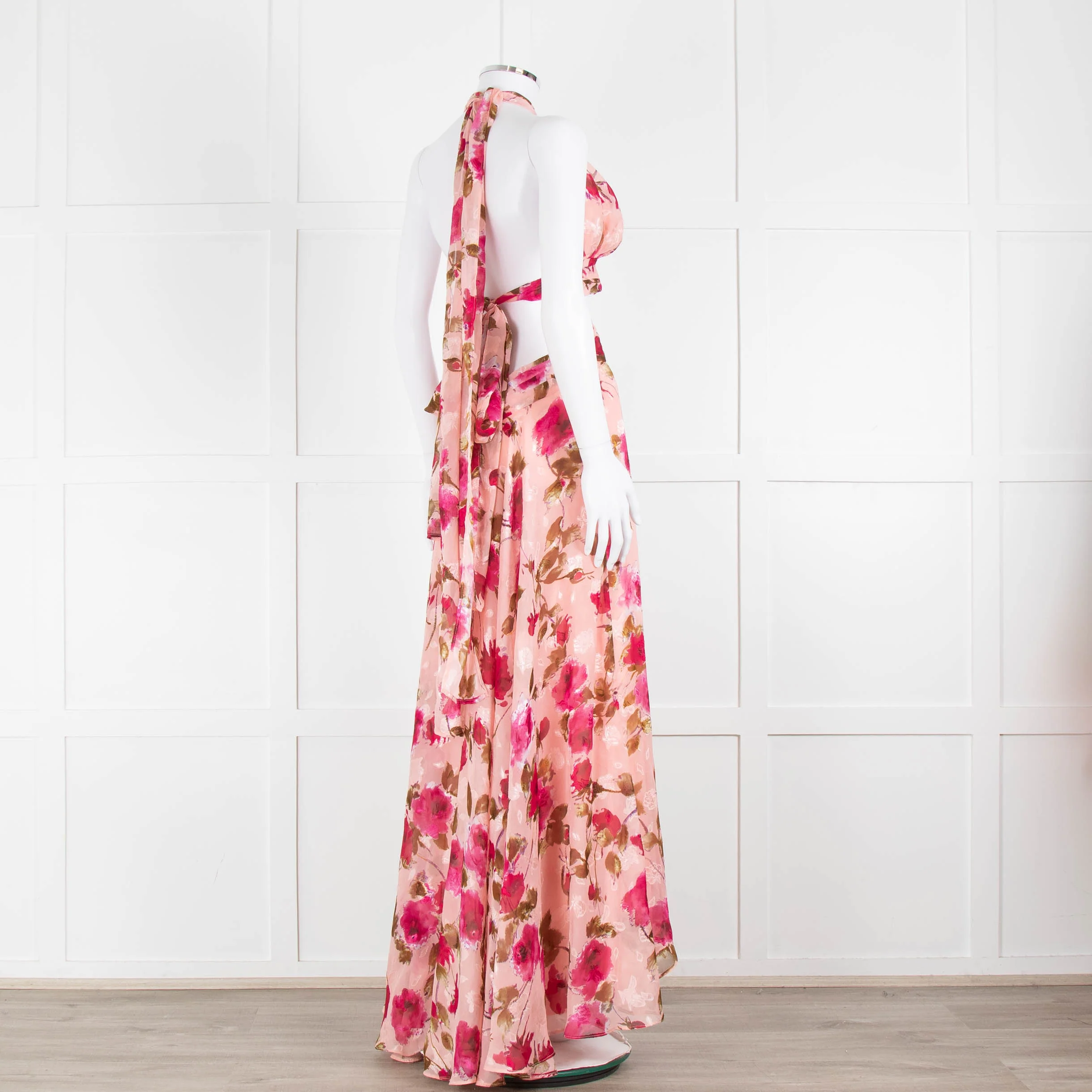 Anne Louise Boutique Pink Floral Backless Maxi Dress - Image 4