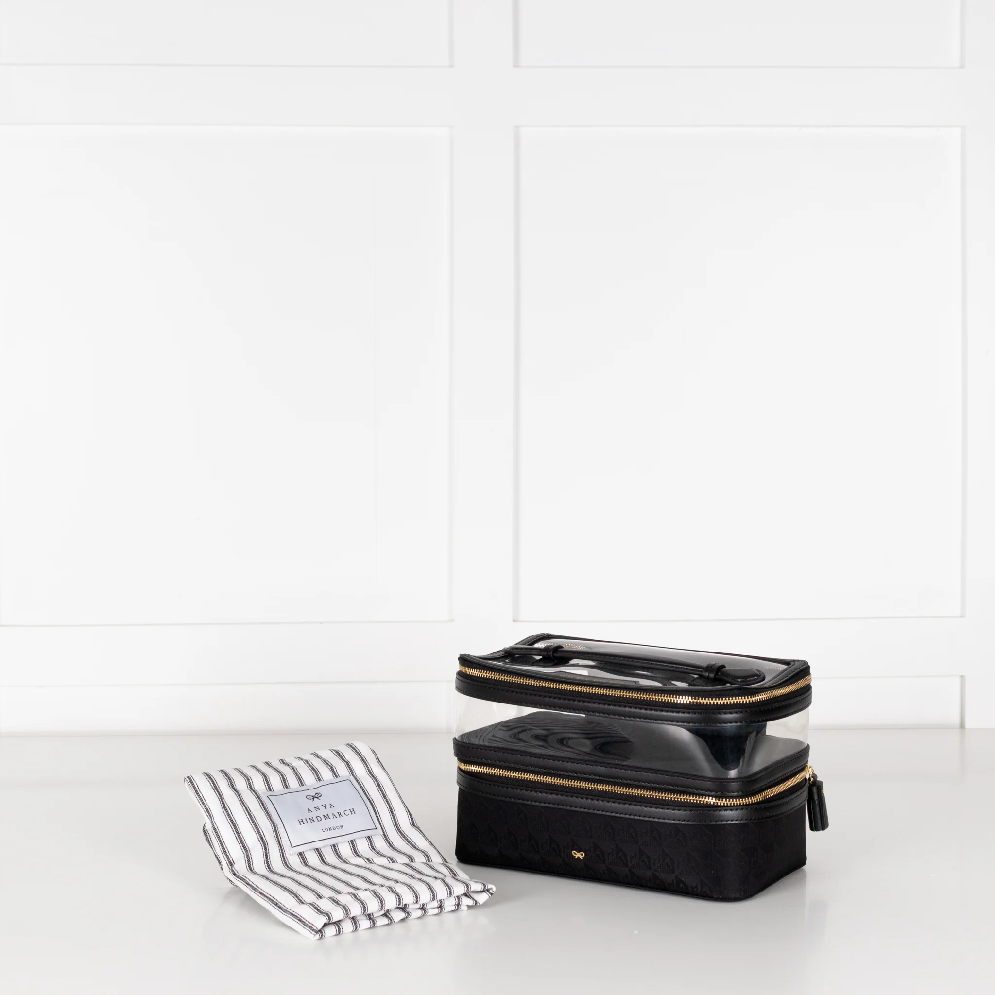 Anya Hindmarch Black Double Decker Makeup Bag - Image 2