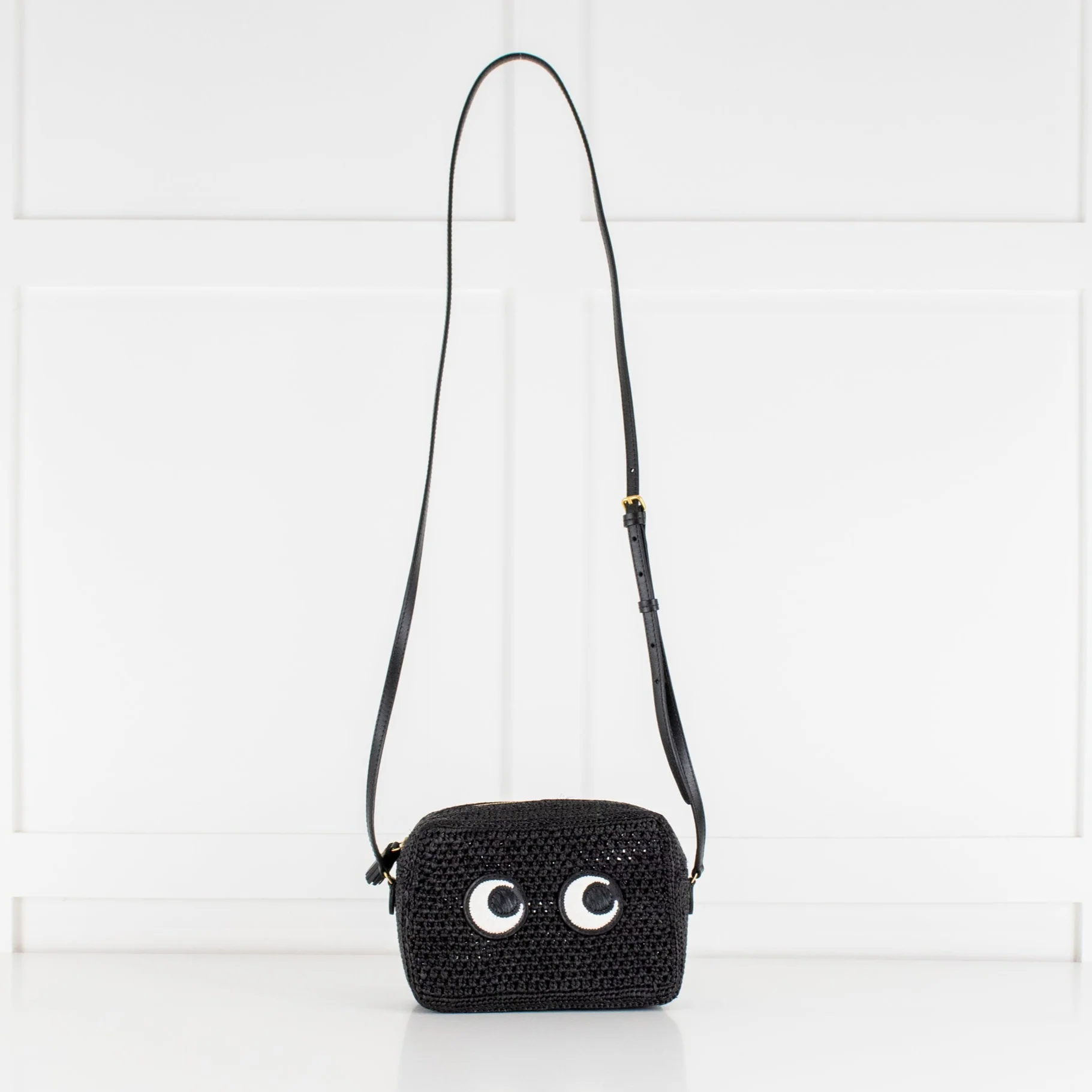 Anya Hindmarch Black Eyes Woven Crossbody Bag - Image 2
