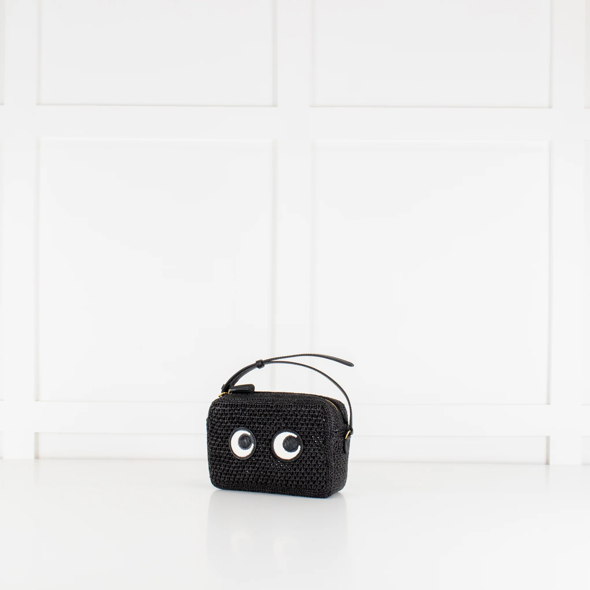 Anya Hindmarch Black Eyes Woven Crossbody Bag - Image 3