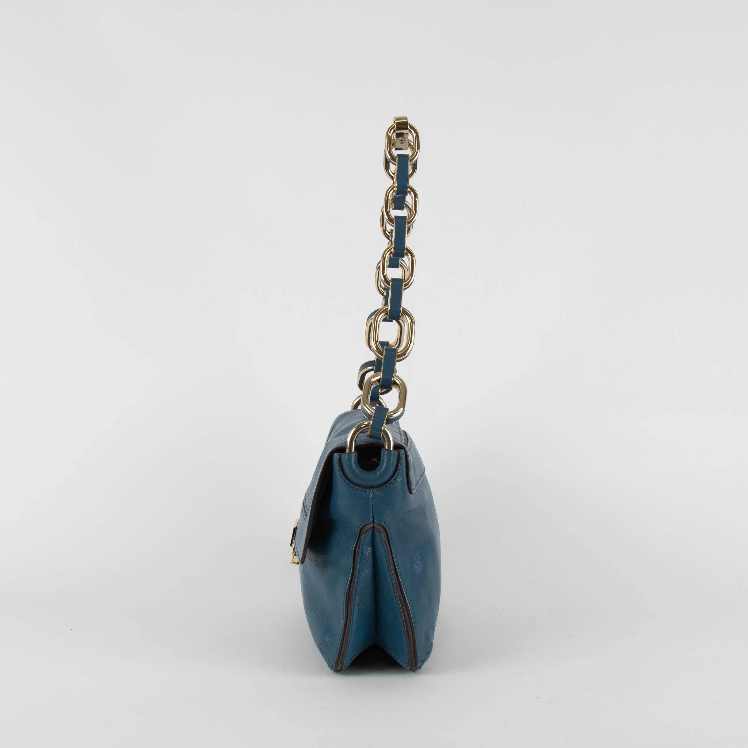Anya Hindmarch Blue Gold Chunky Chain Shoulder Bag - Image 5