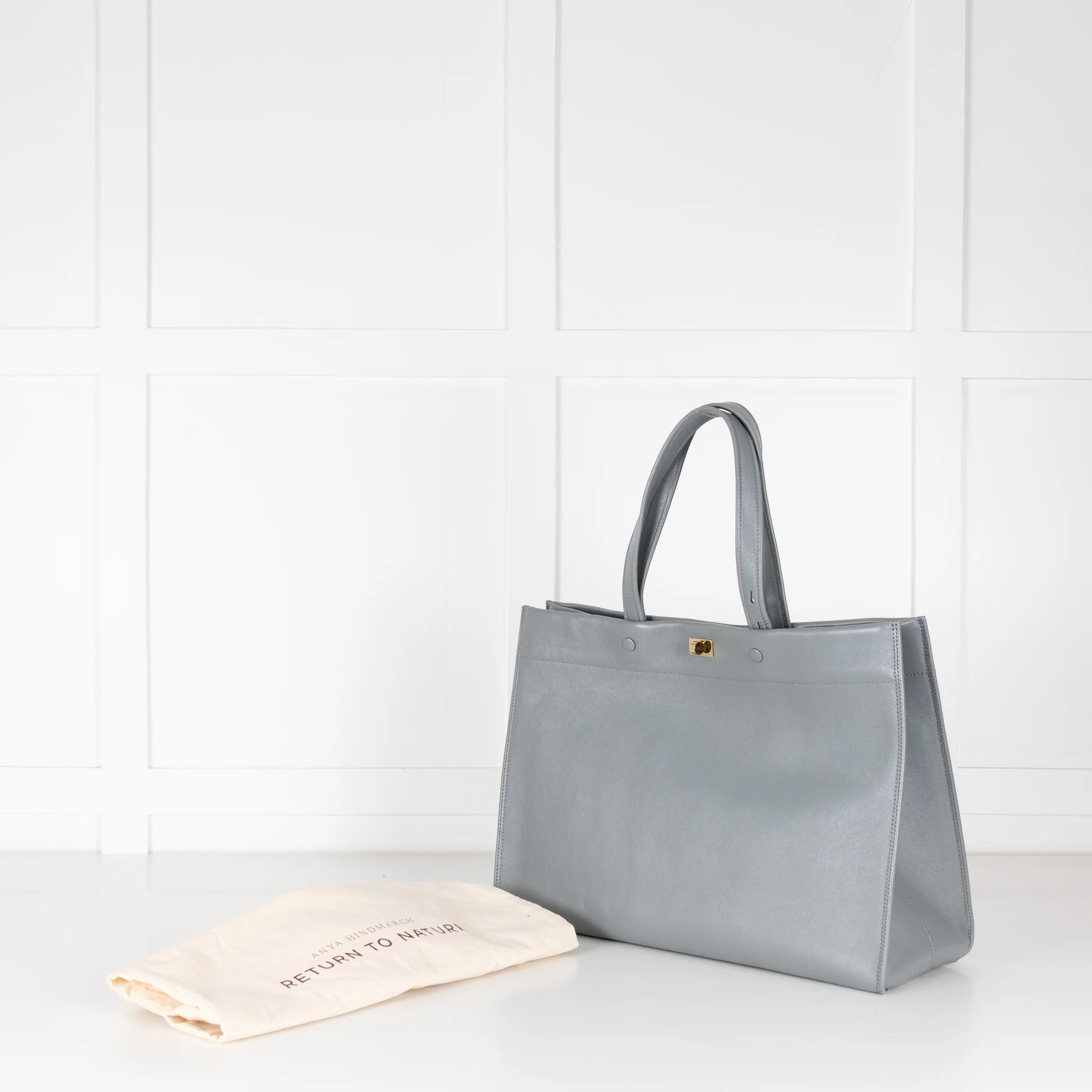 Anya Hindmarch Calf Leather Mortimer Grey LargeTote - Image 2