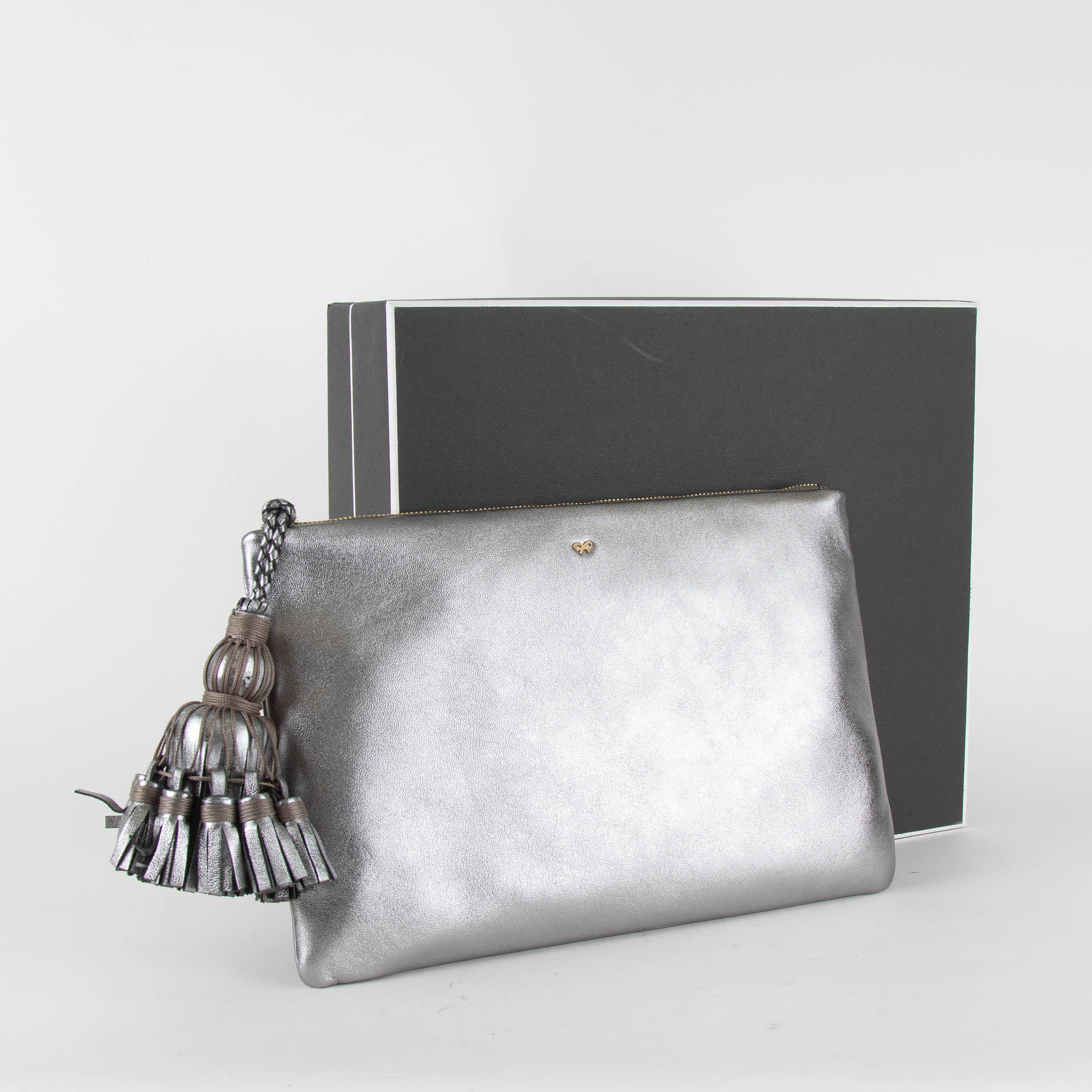 Anya Hindmarch Georgiana Clutch in Metallic Silver