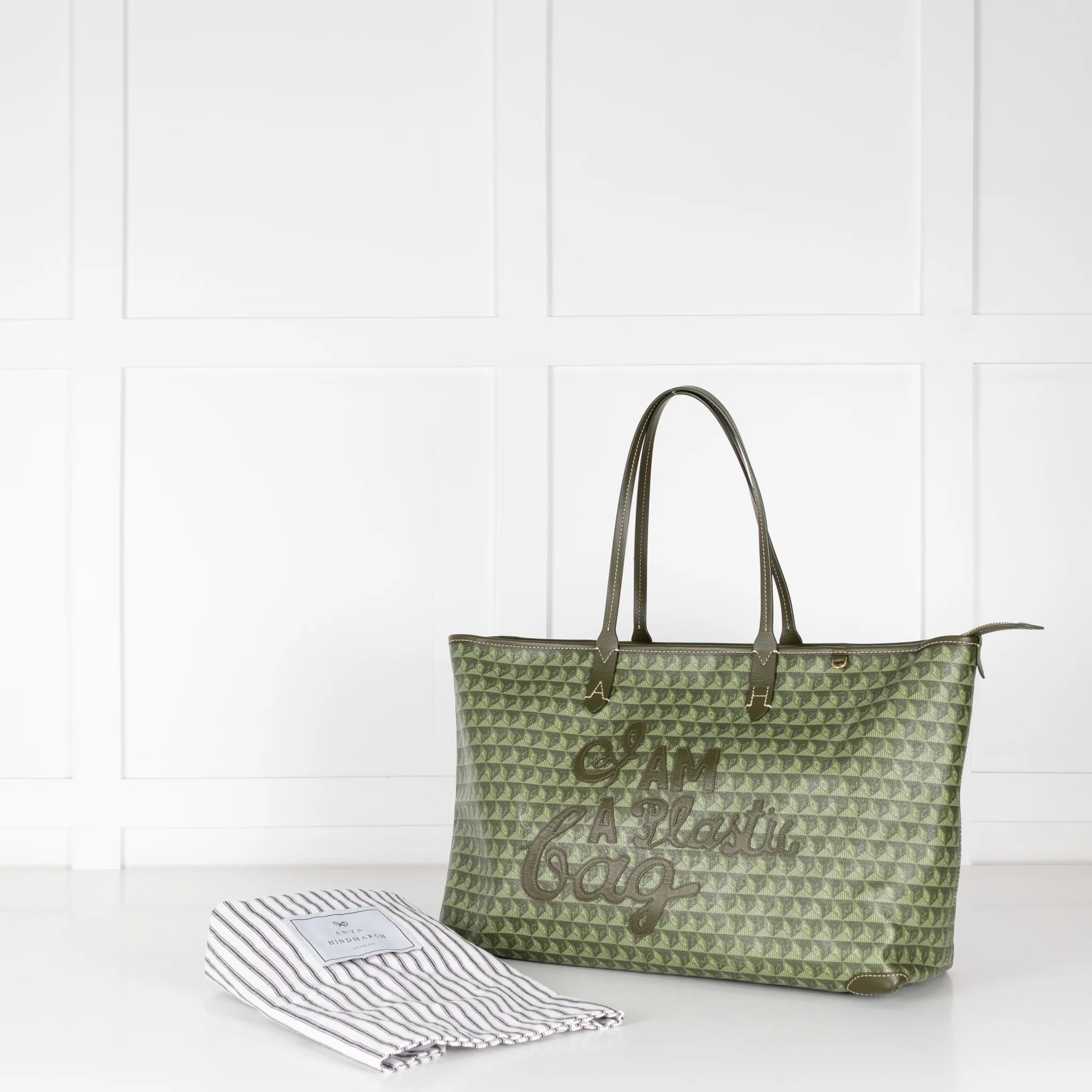 Anya Hindmarch Khaki Large I'm A Plastic Bag - Image 2
