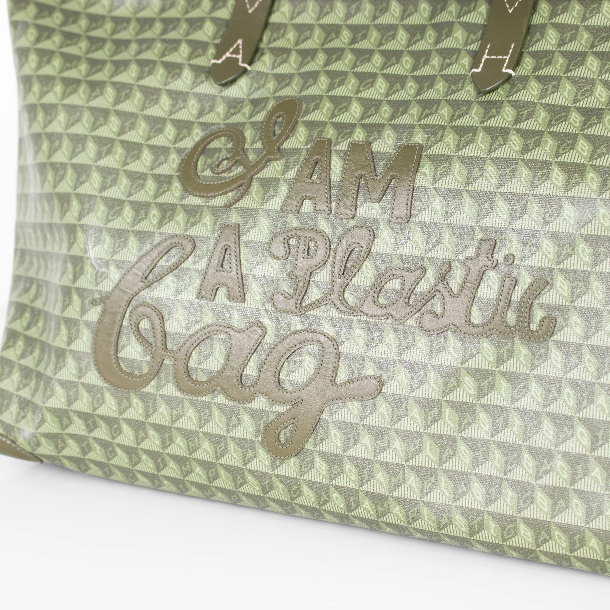 Anya Hindmarch Khaki Large I'm A Plastic Bag - Image 7