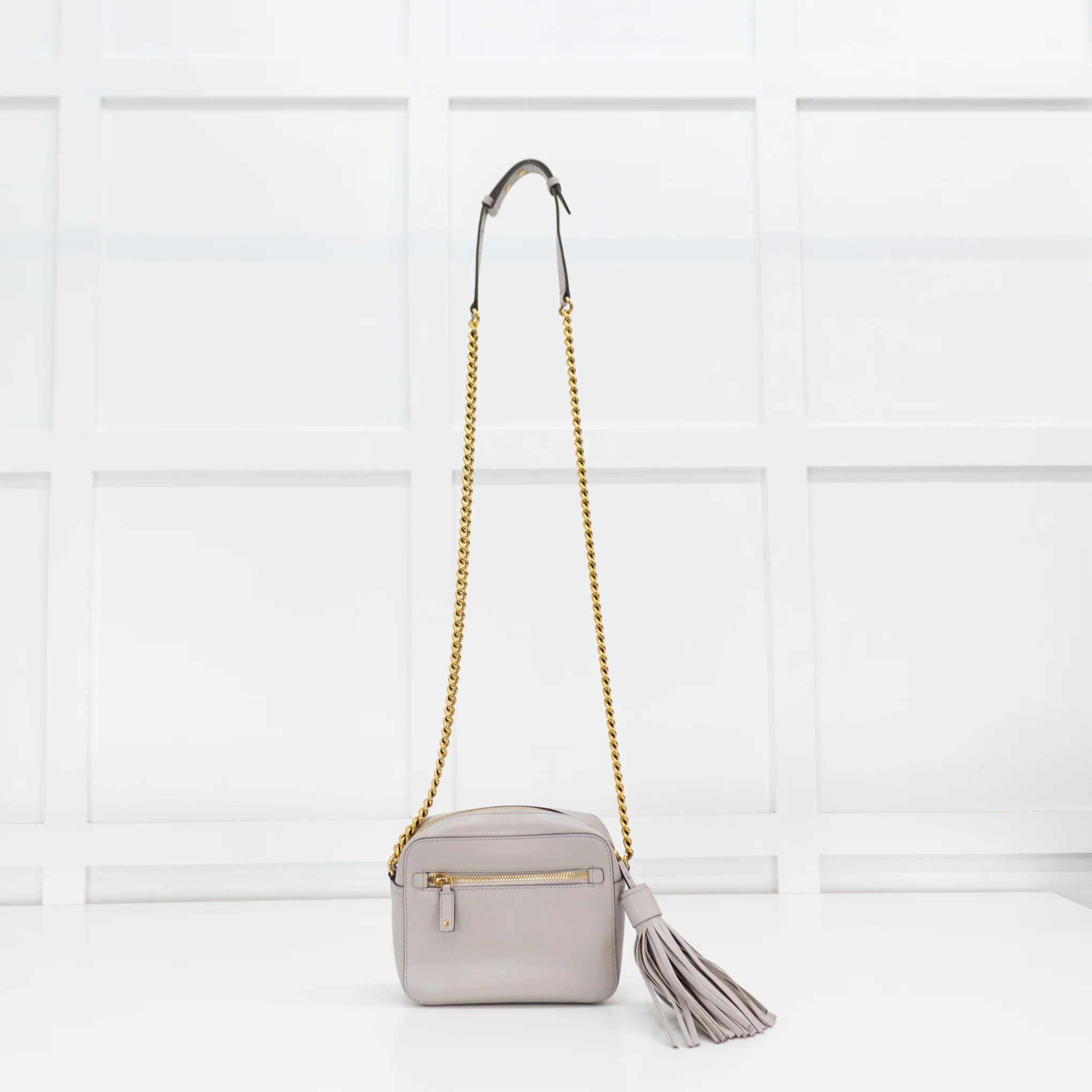 Anya Hindmarch Mini Grey Eyes Crossbody With Gold Chain - Image 5