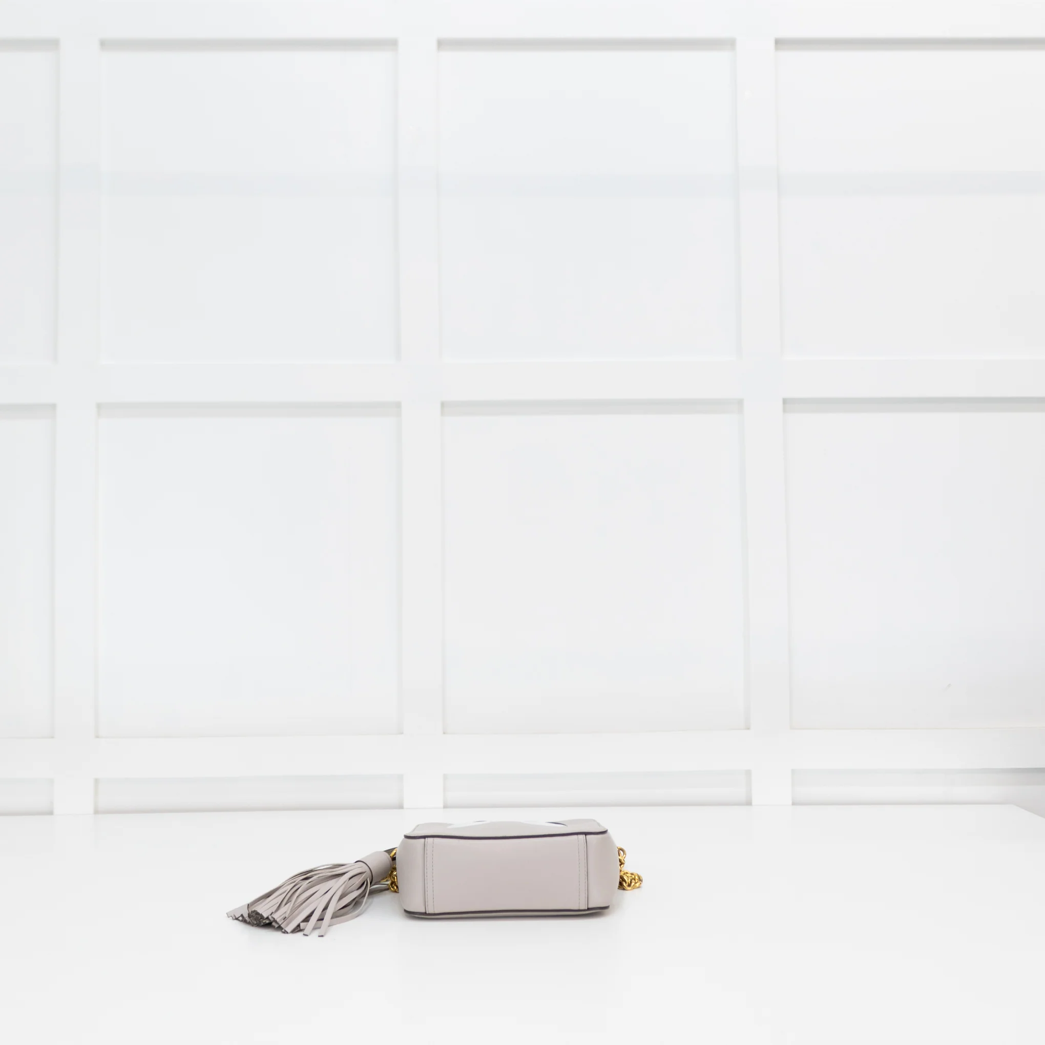 Anya Hindmarch Mini Grey Eyes Crossbody With Gold Chain - Image 7
