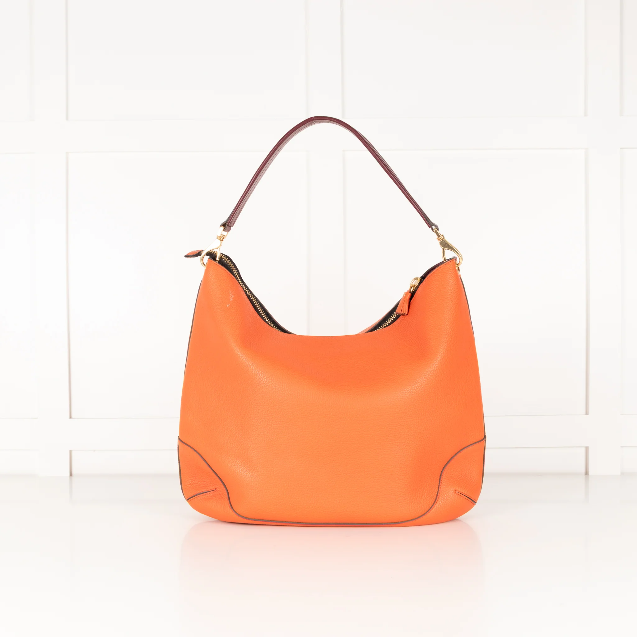 Anya Hindmarch Orange Shoulder Bag with Burgundy Strap - Image 4