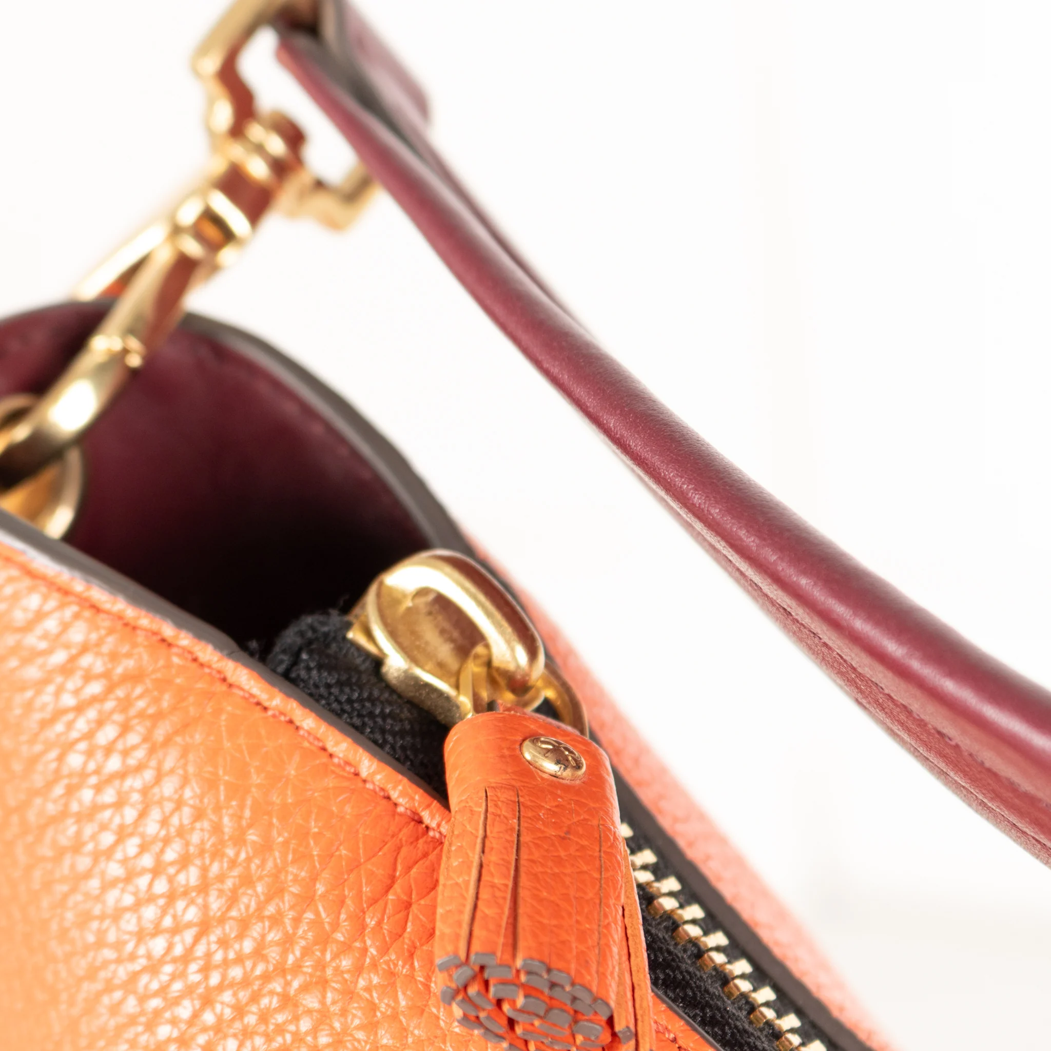 Anya Hindmarch Orange Shoulder Bag with Burgundy Strap - Image 8