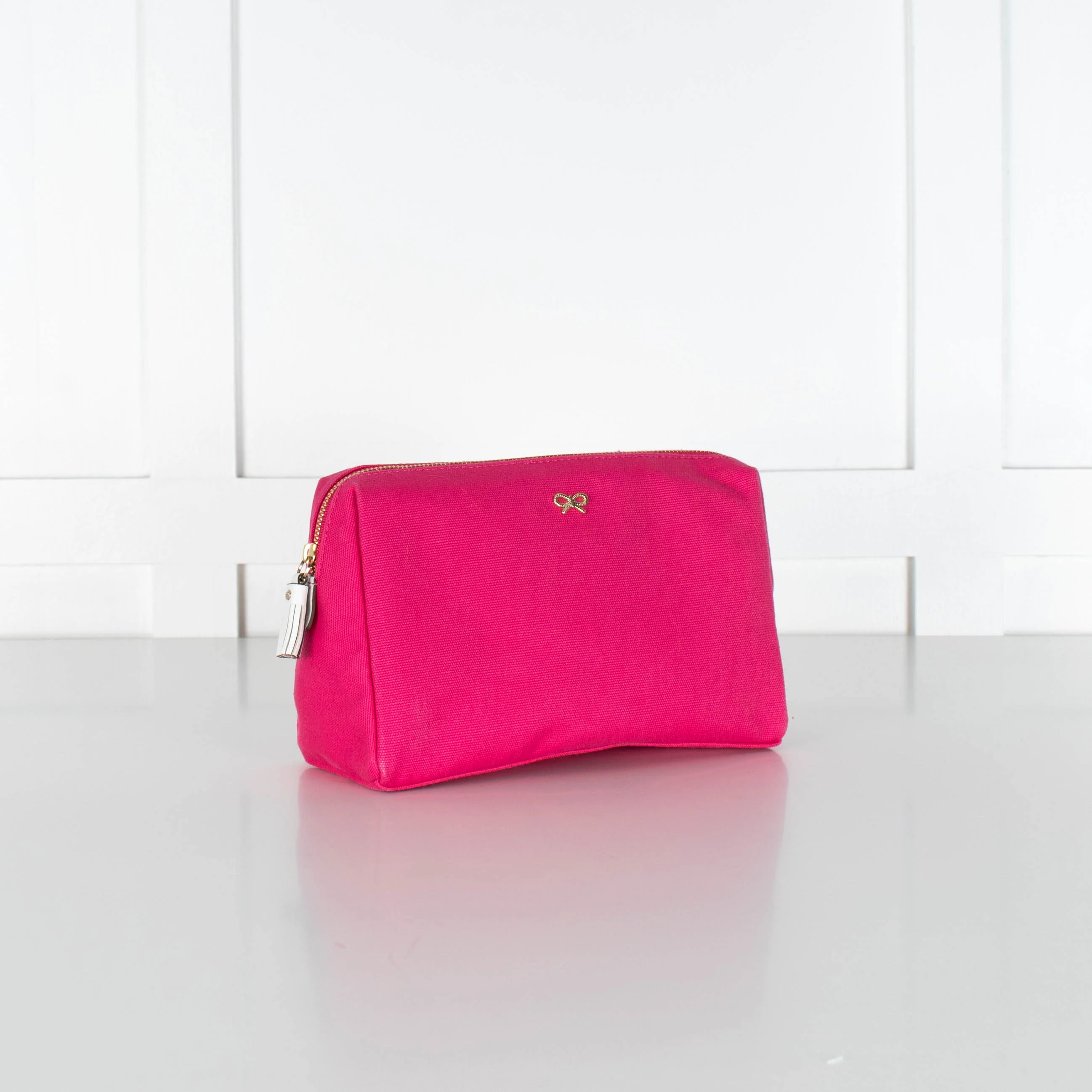 Anya Hindmarch Pink Canvas Zip Top Makeup Bag - Image 2