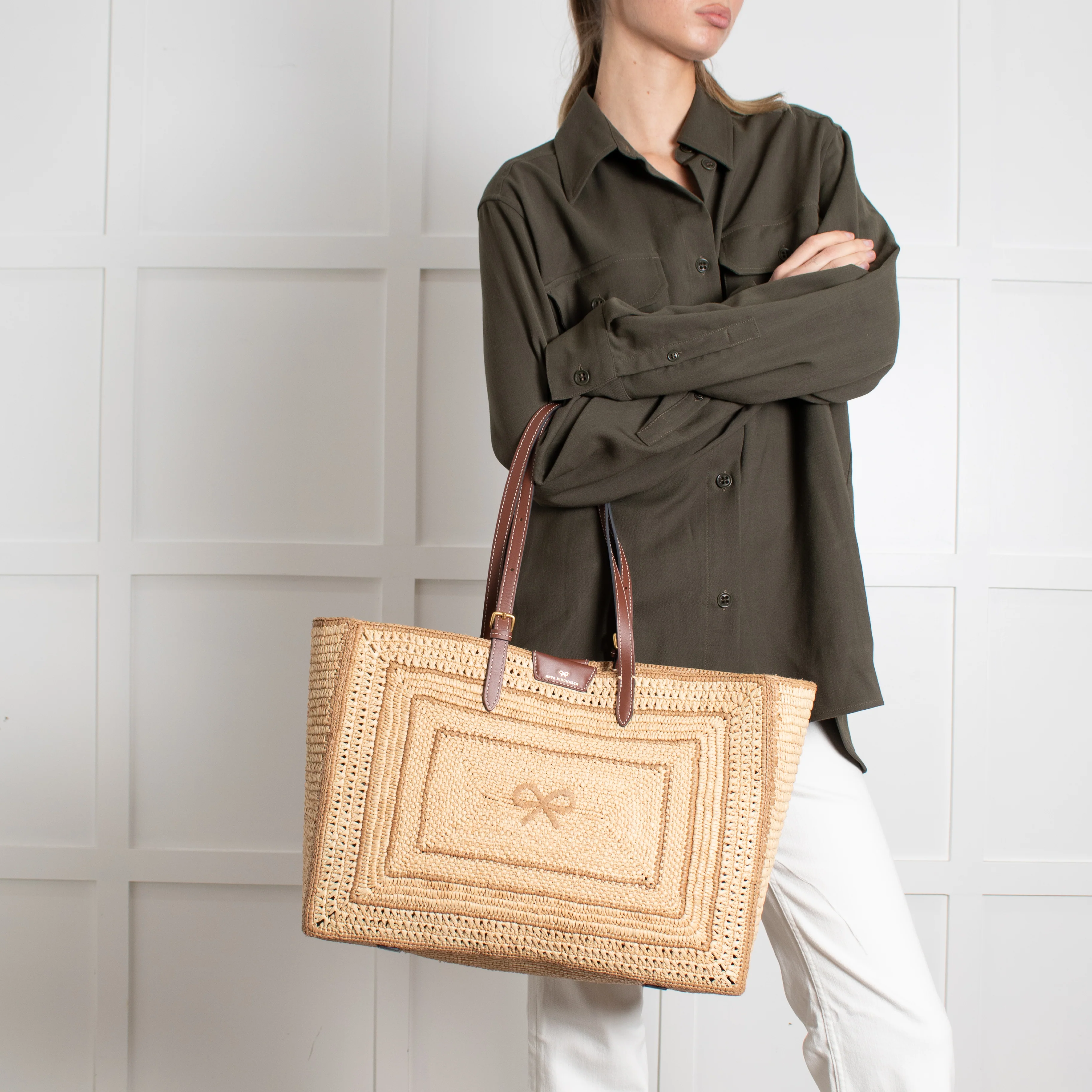 Anya Hindmarch Raffia Bow Tote - Image 6