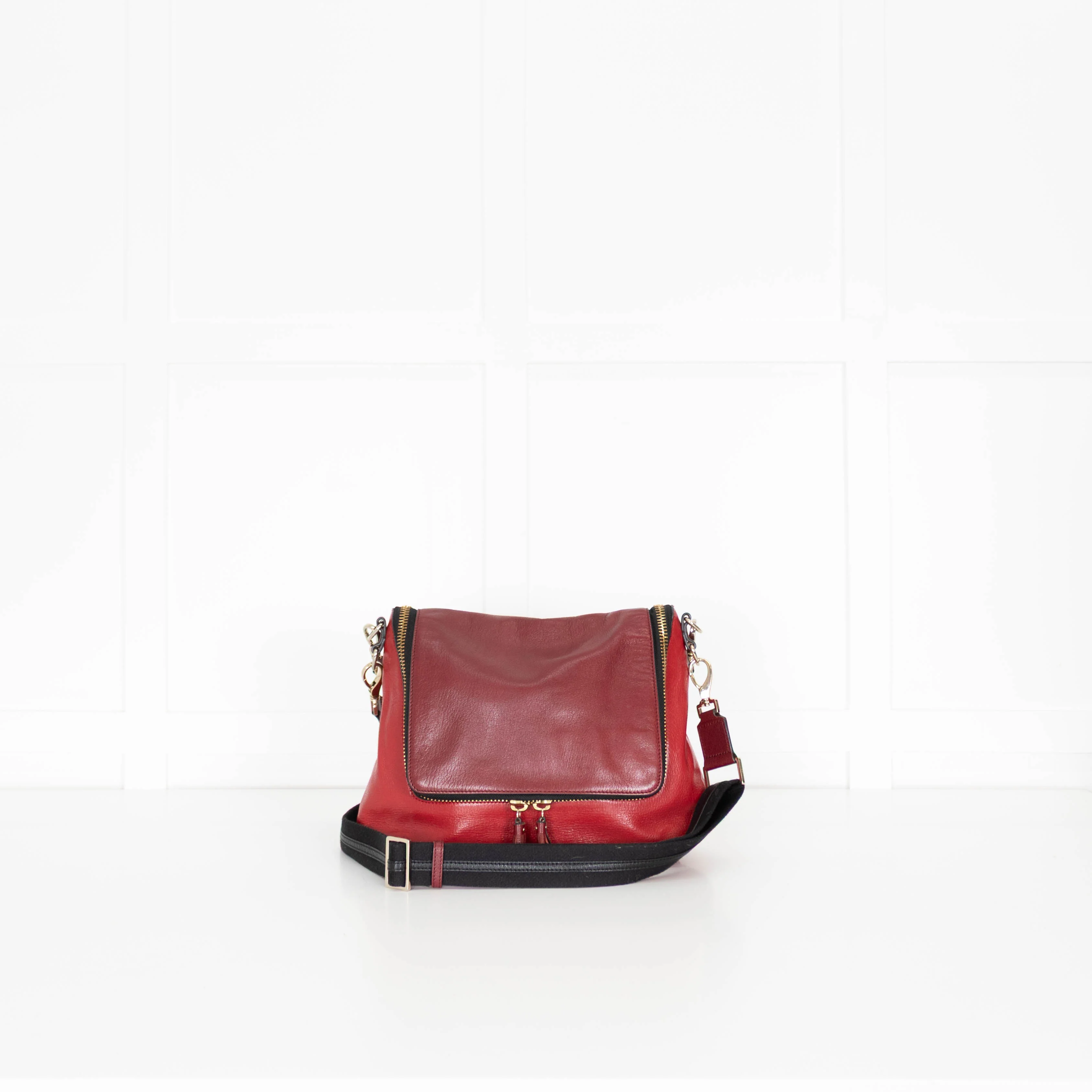Anya Hindmarch Red Burgundy Maxi Zip Crossbody Leather Bag - Image 2