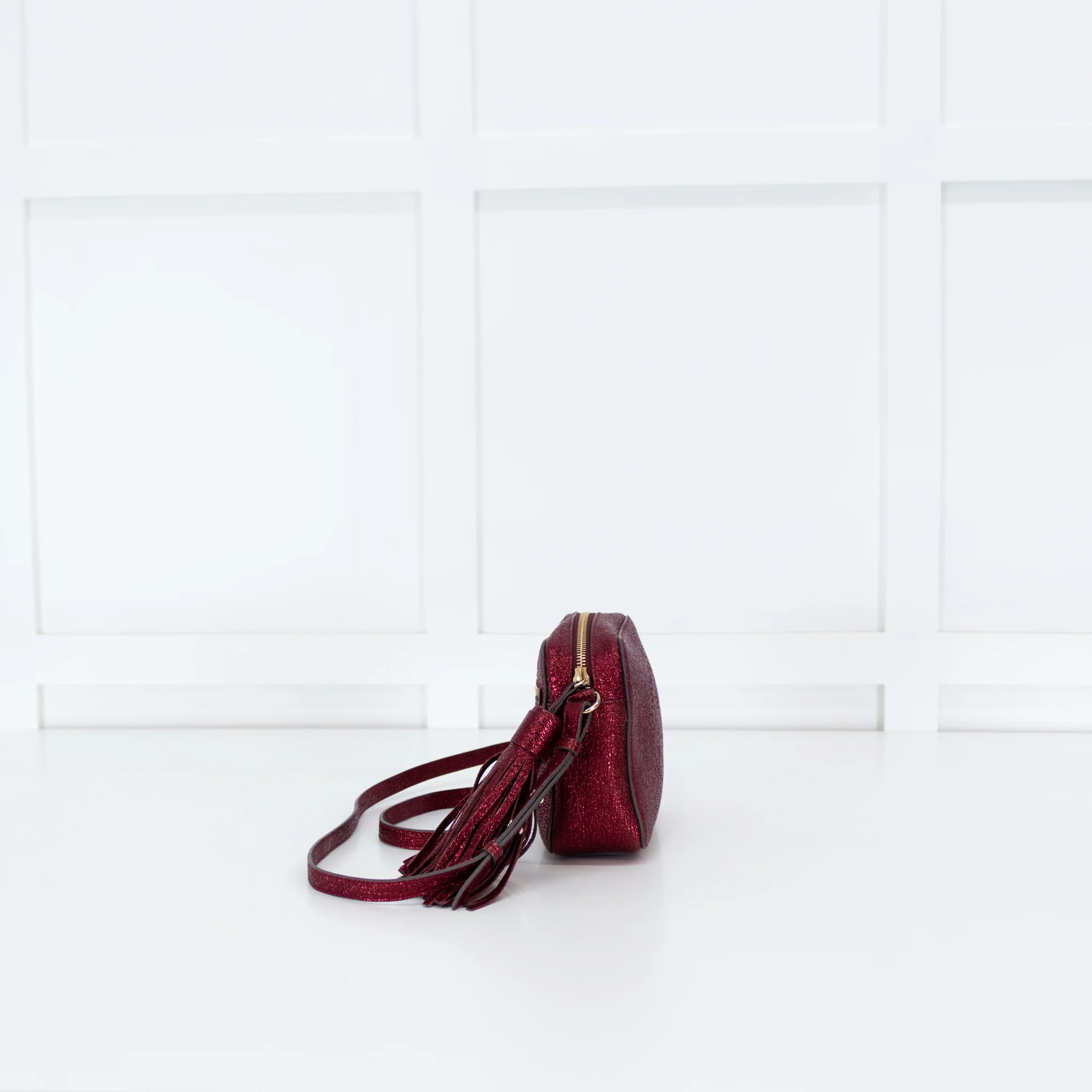 Anya Hindmarch Red Glittered Smiley Face Crossbody Bag - Image 3
