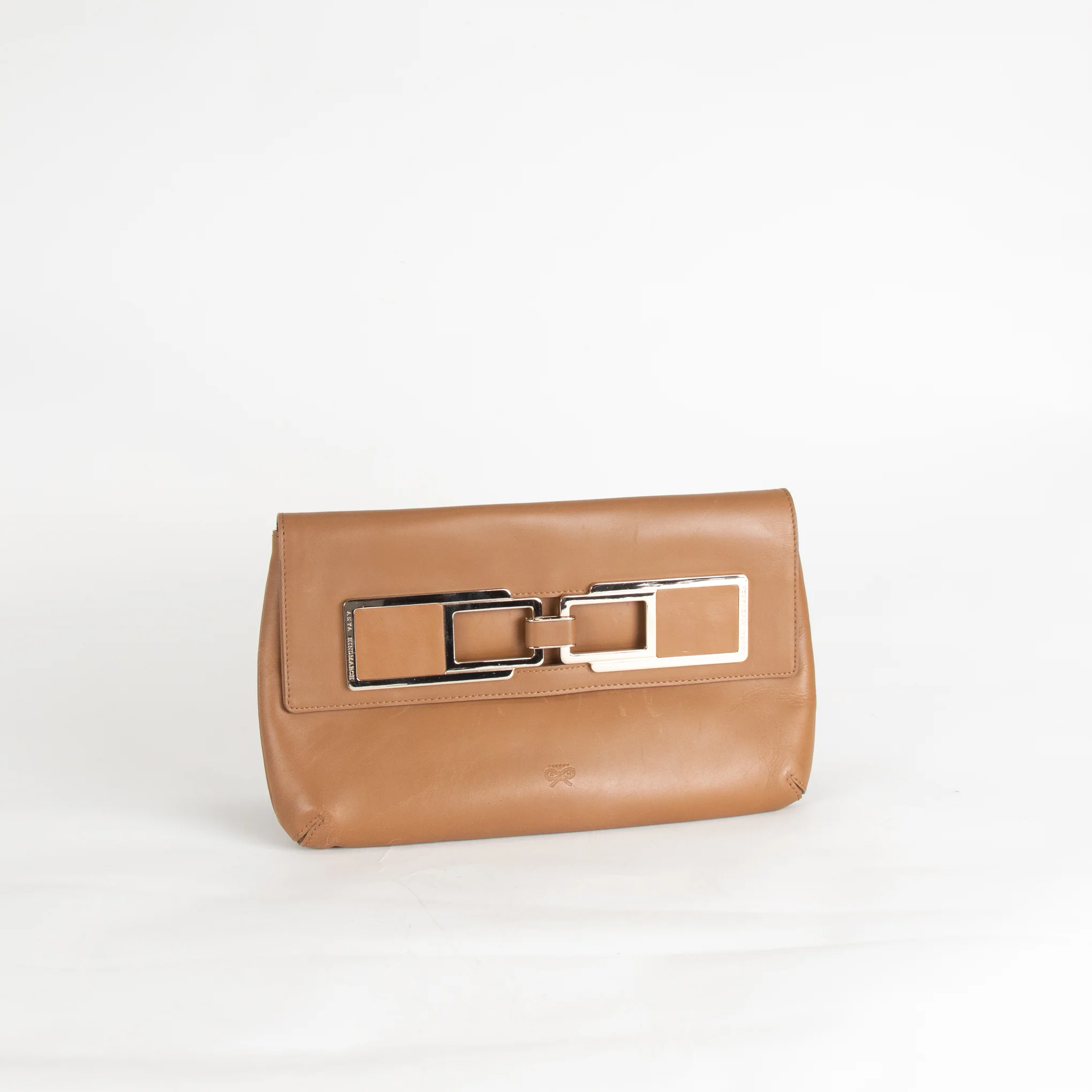 Anya Hindmarch Tan Clutch With Gold Buckle - Image 3