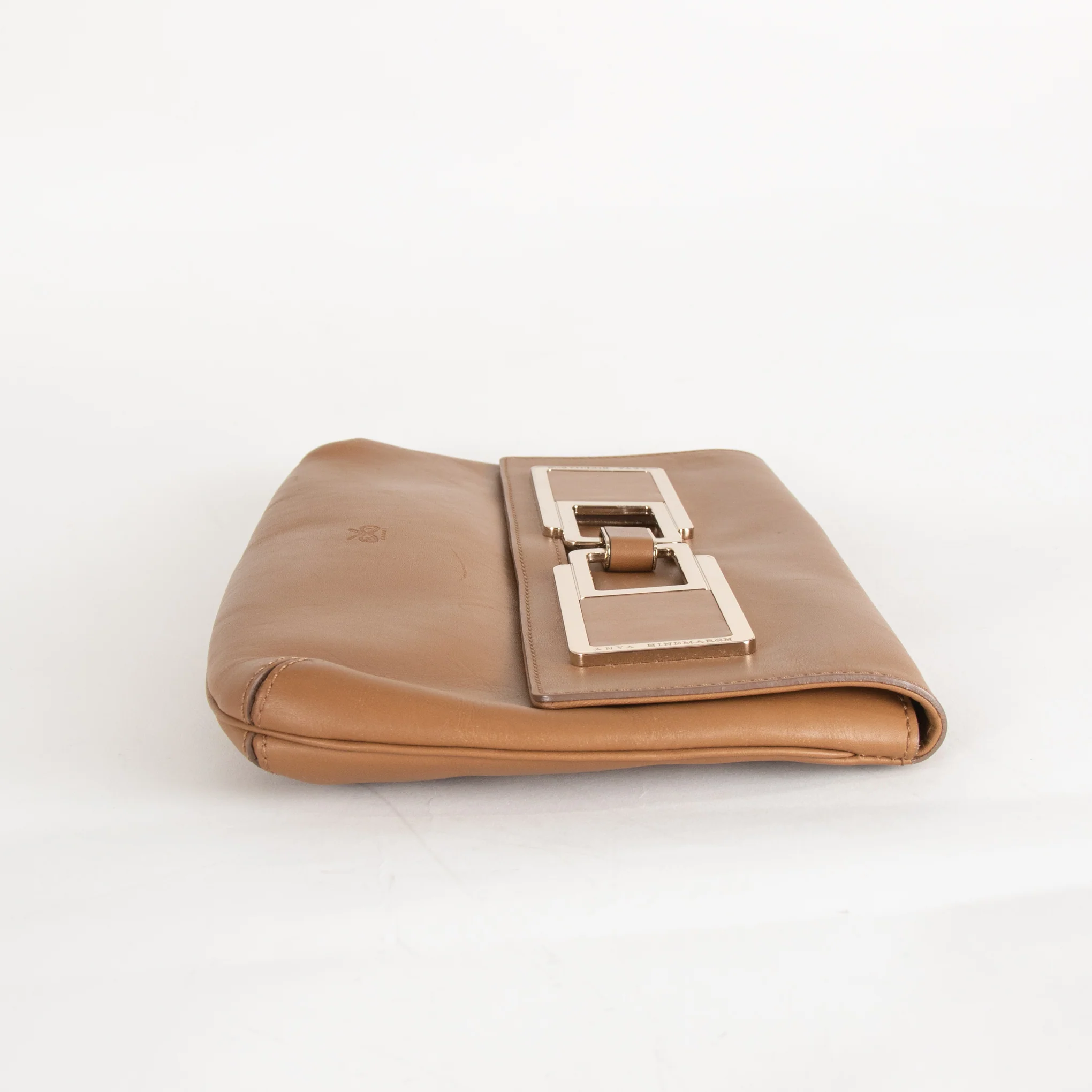 Anya Hindmarch Tan Clutch With Gold Buckle - Image 6
