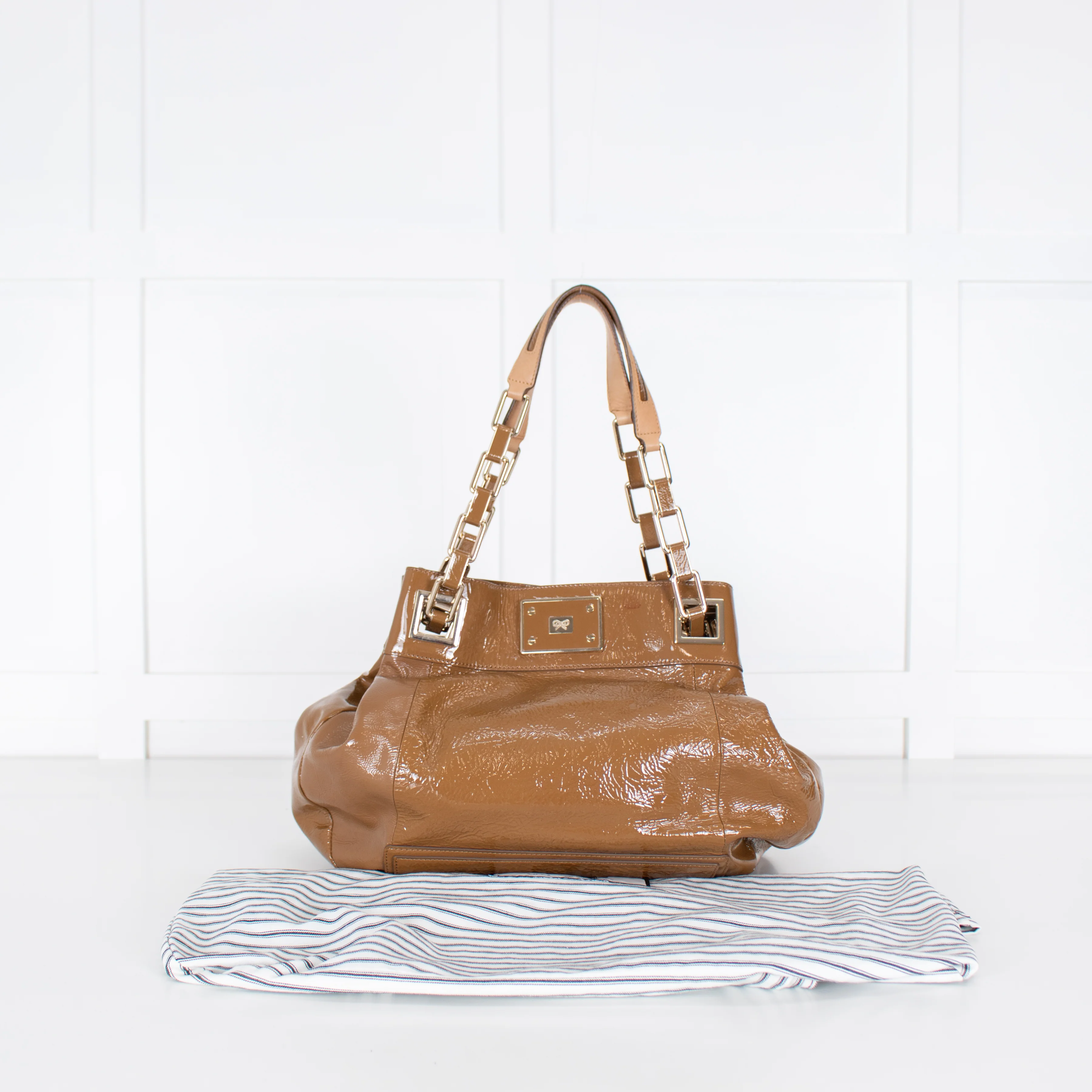 Anya Hindmarch Tan Patent Shoulder Bag - Image 2