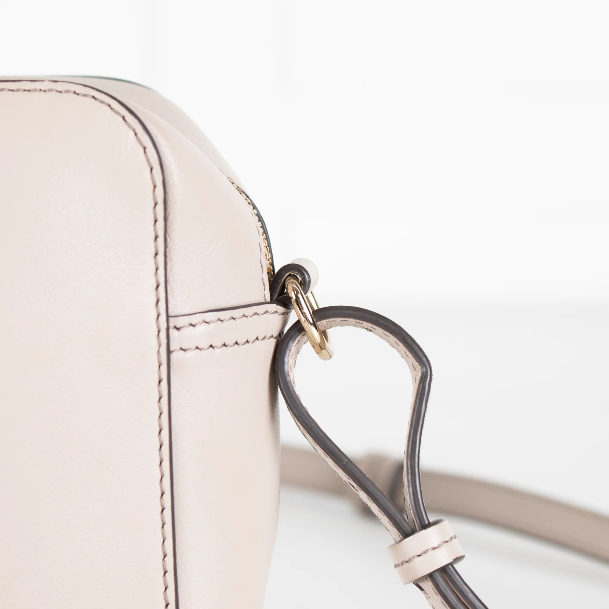Anya Hindmarch Taupe Perforated Smiley Face Crossbody Bag - Image 10