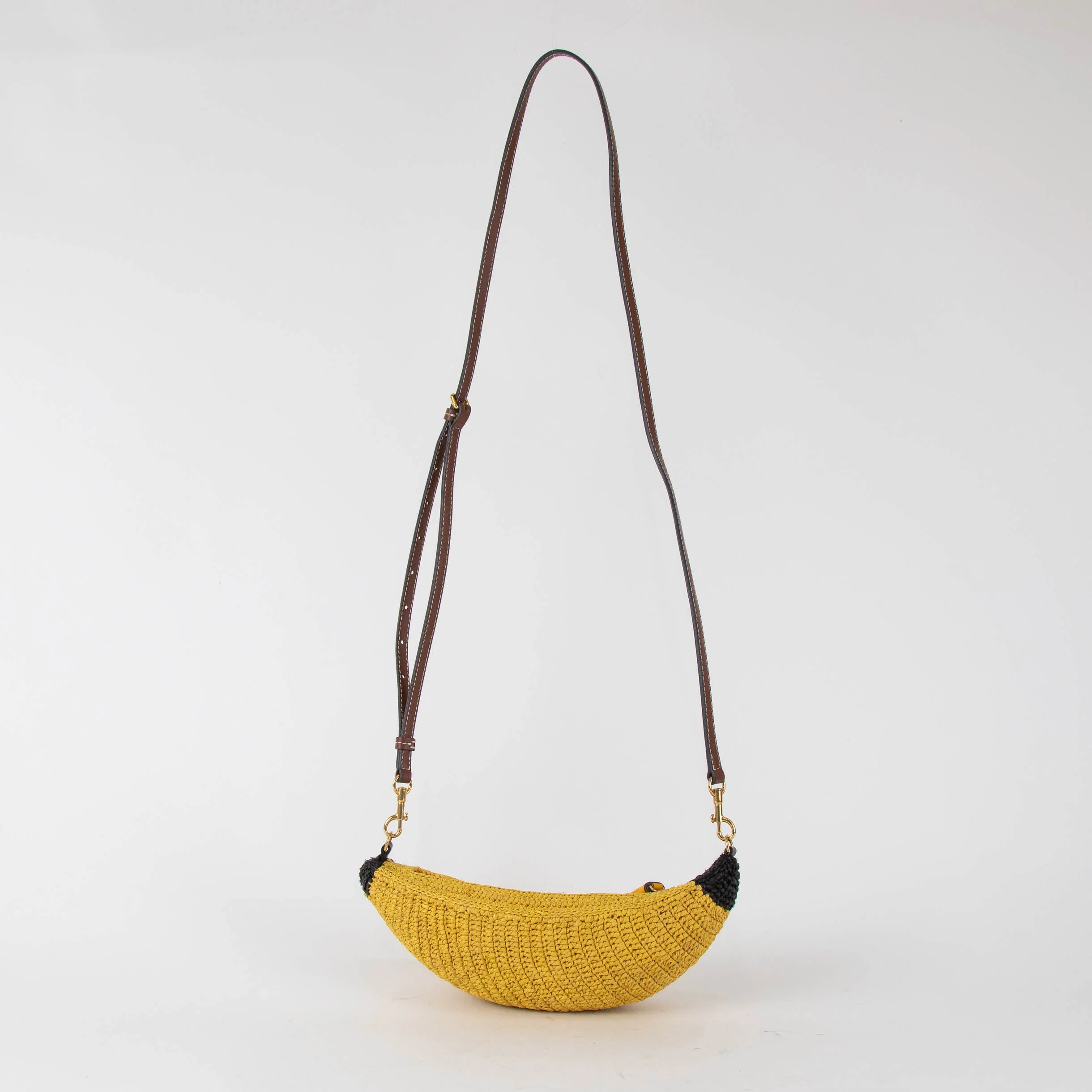 Anya Hindmarch Yellow Banana Raffia Crossbody Bag - Image 3