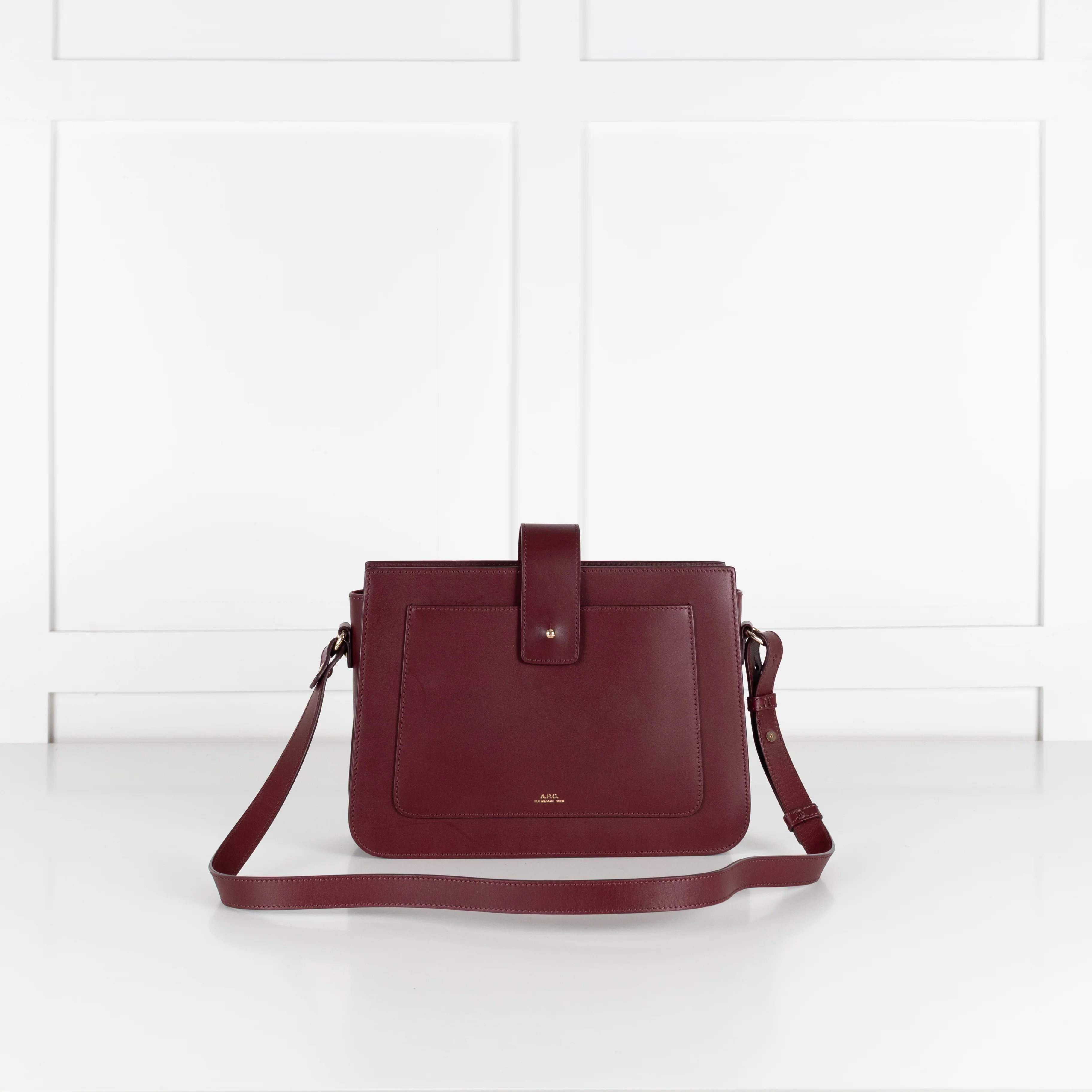 A.P.C Burgundy Albane Leather Shoulder Bag