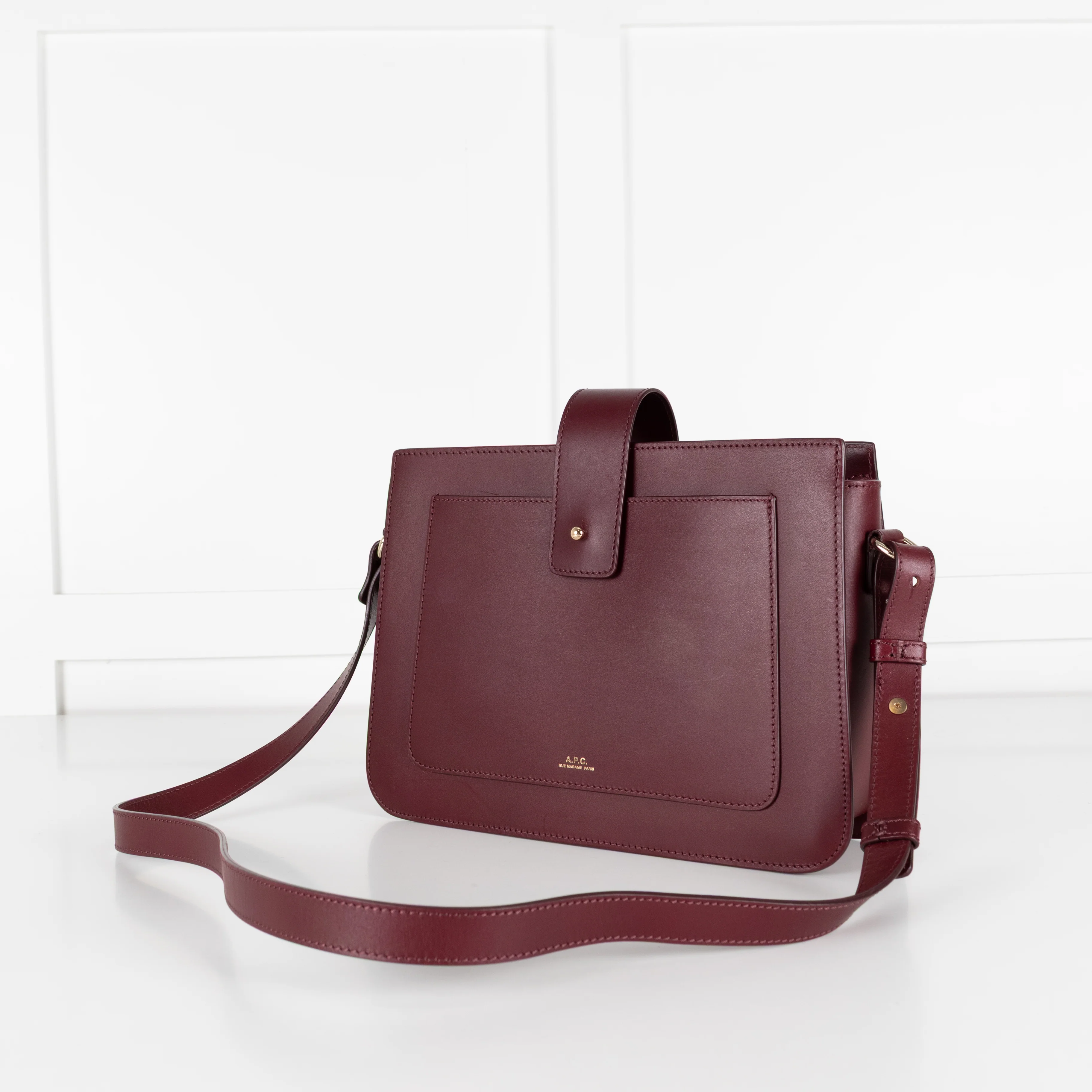 A.P.C Burgundy Albane Leather Shoulder Bag - Image 10