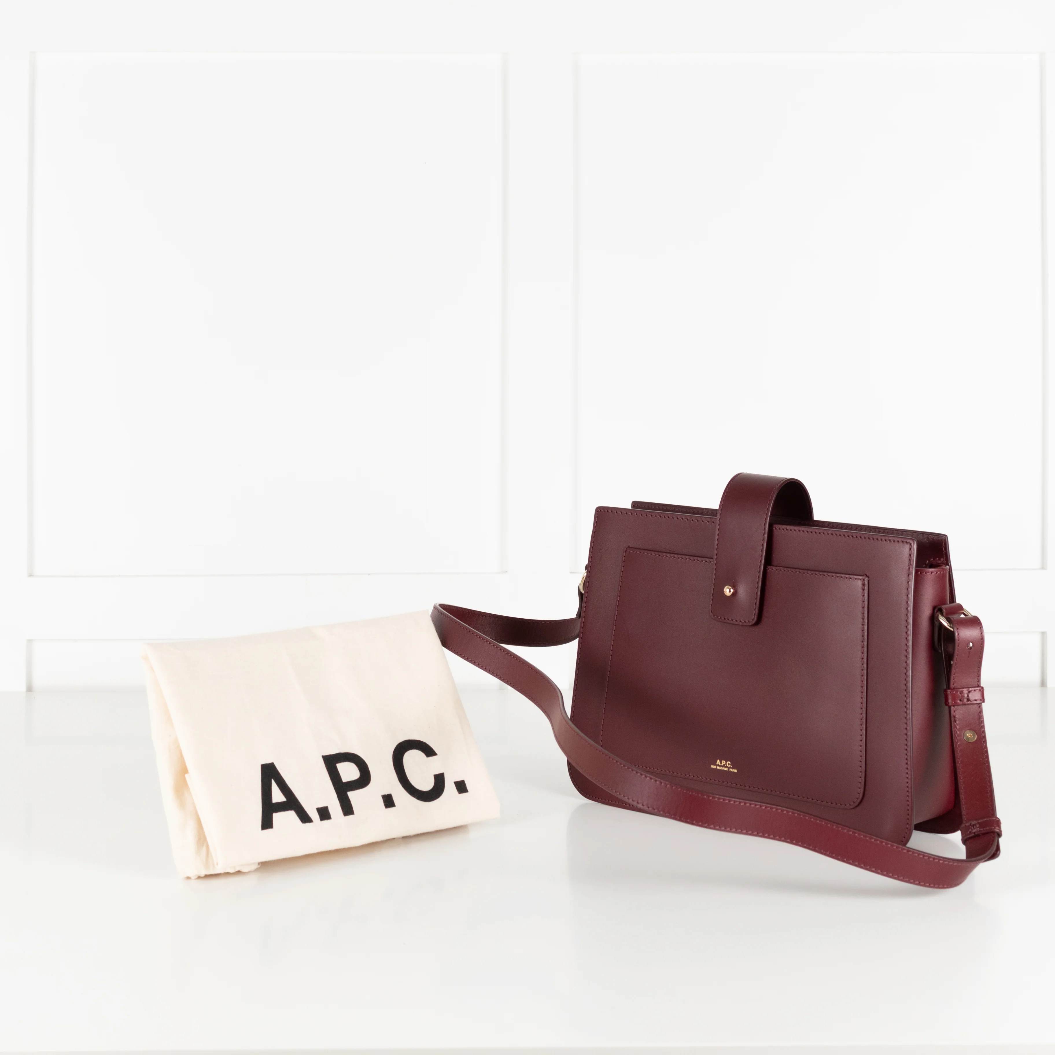 A.P.C Burgundy Albane Leather Shoulder Bag - Image 3
