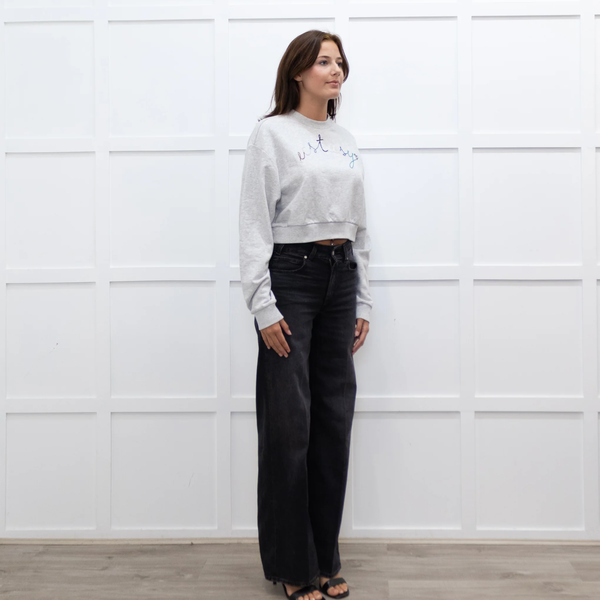 A.P.C Grey Ecstasy Embroidery Motif Cropped Sweatshirt - Image 7
