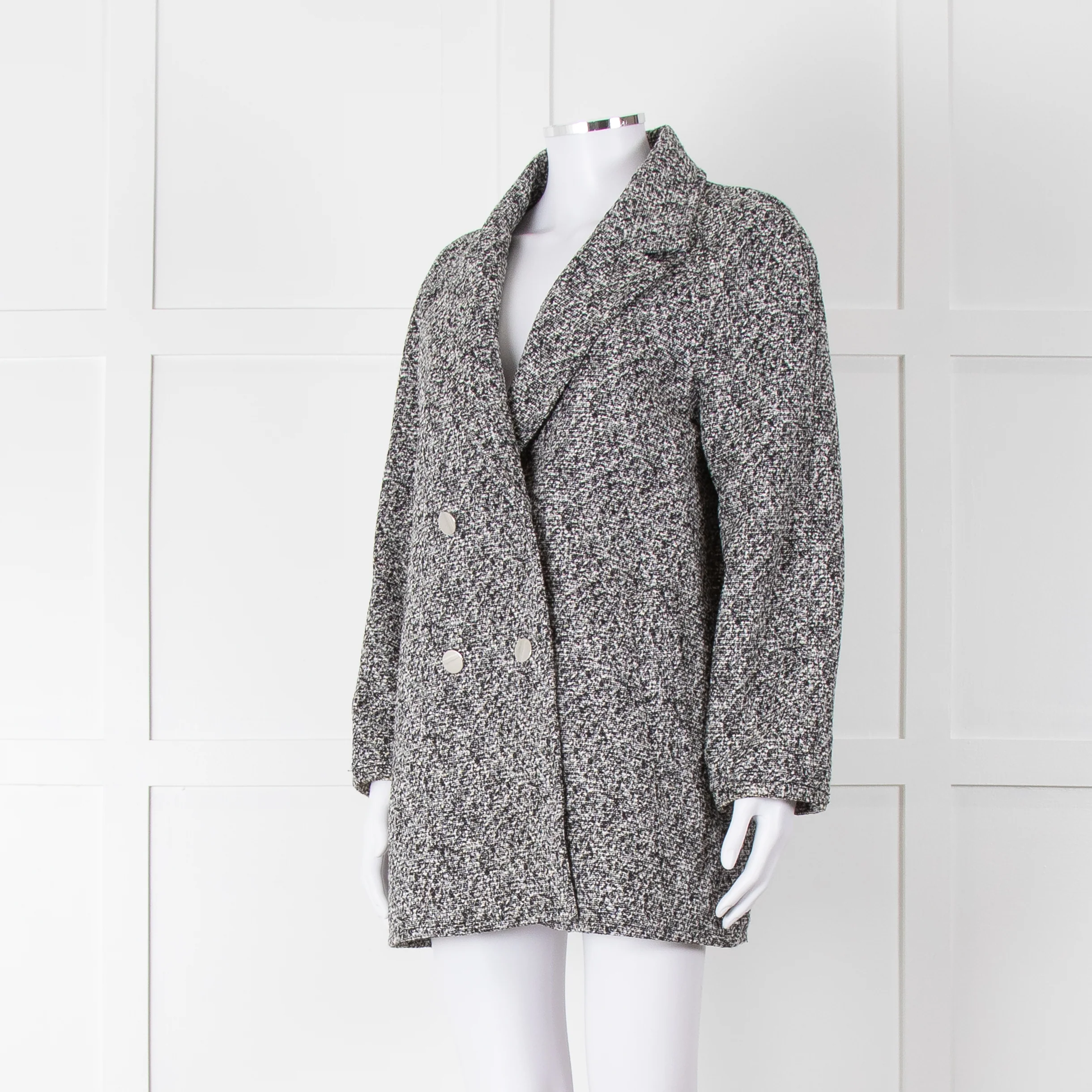 A.P.C Michelle  Black & White Fleck Short Coat - Image 8