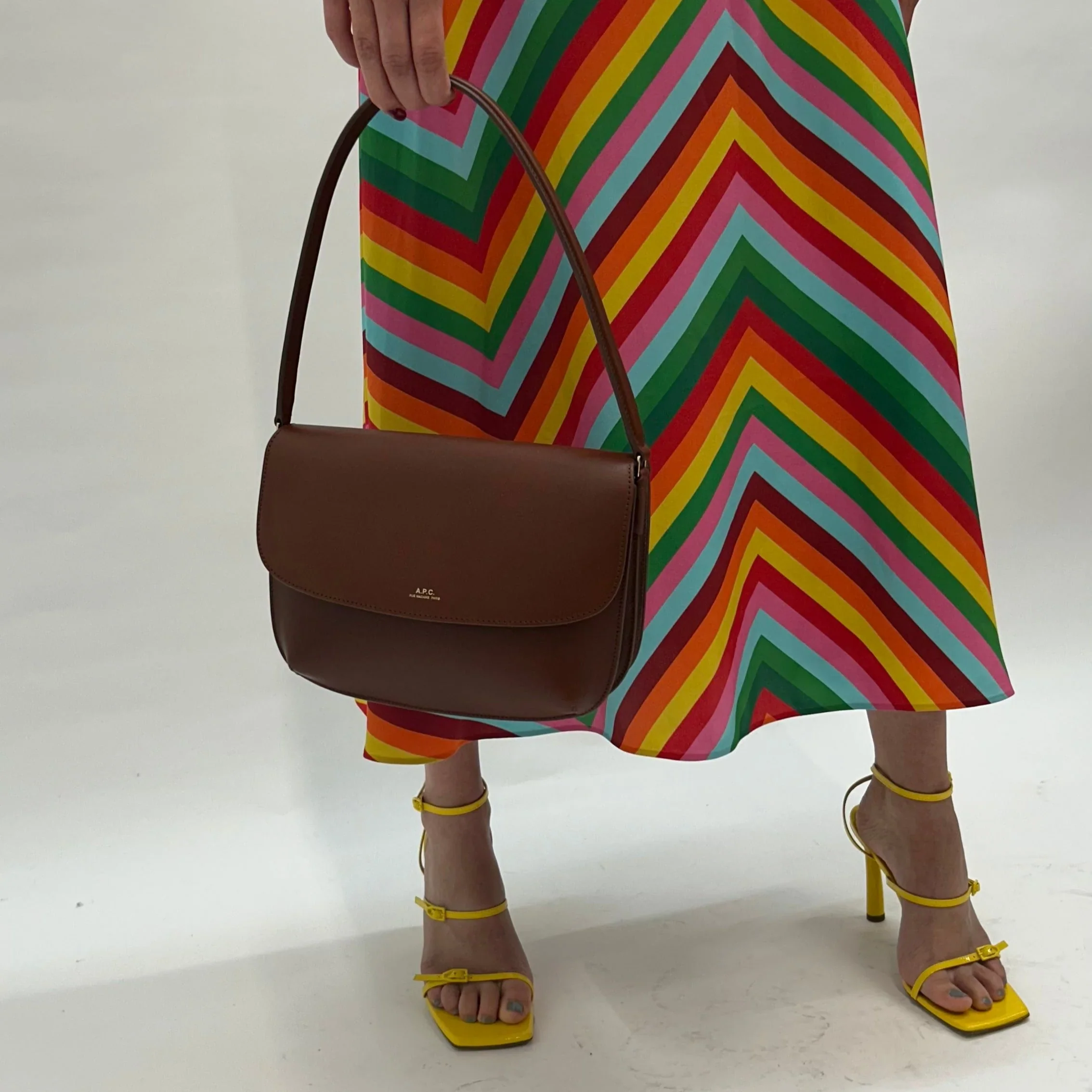 A.P.C. Sarah Leather Flap Shoulder Bag In Brown - Image 6