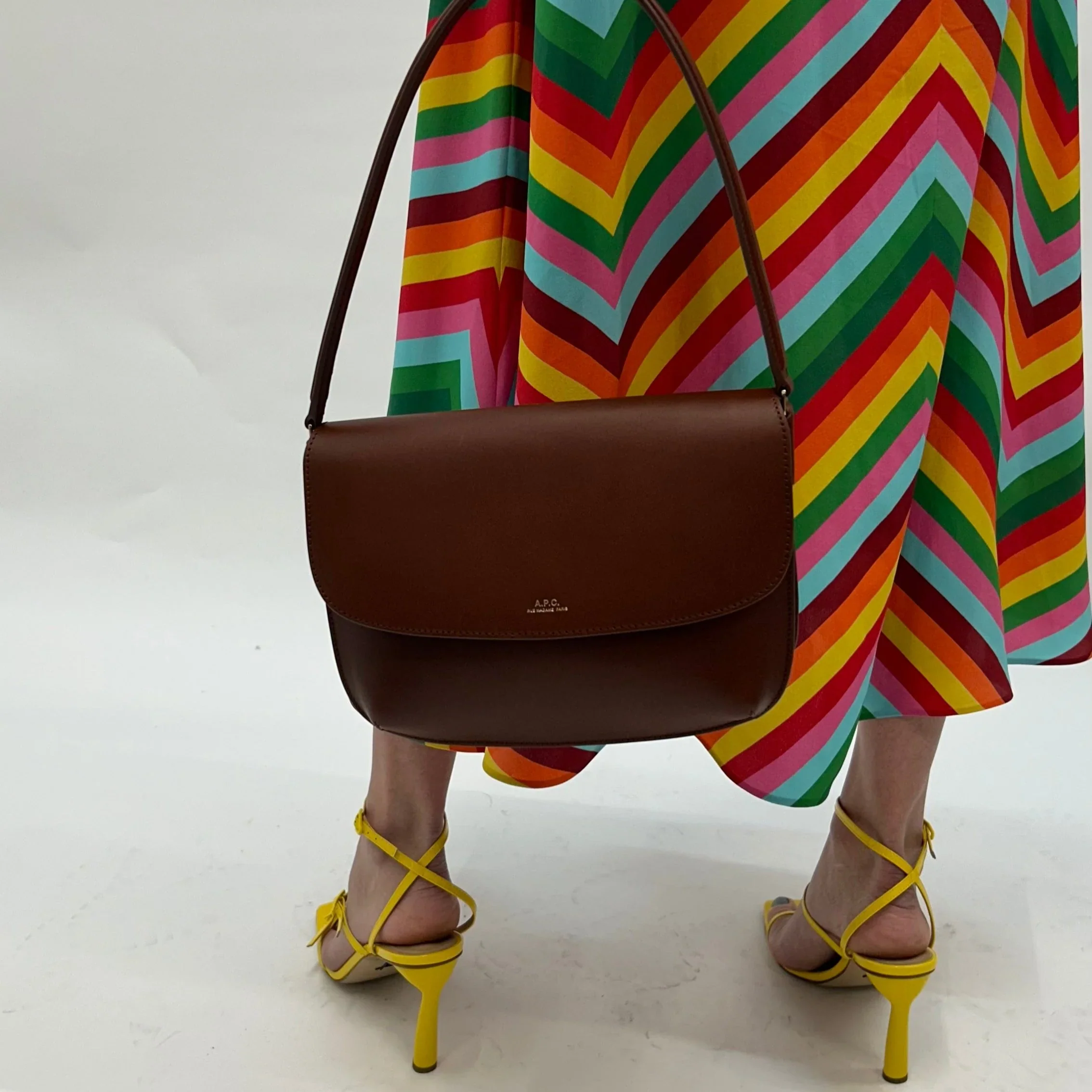 A.P.C. Sarah Leather Flap Shoulder Bag In Brown - Image 7