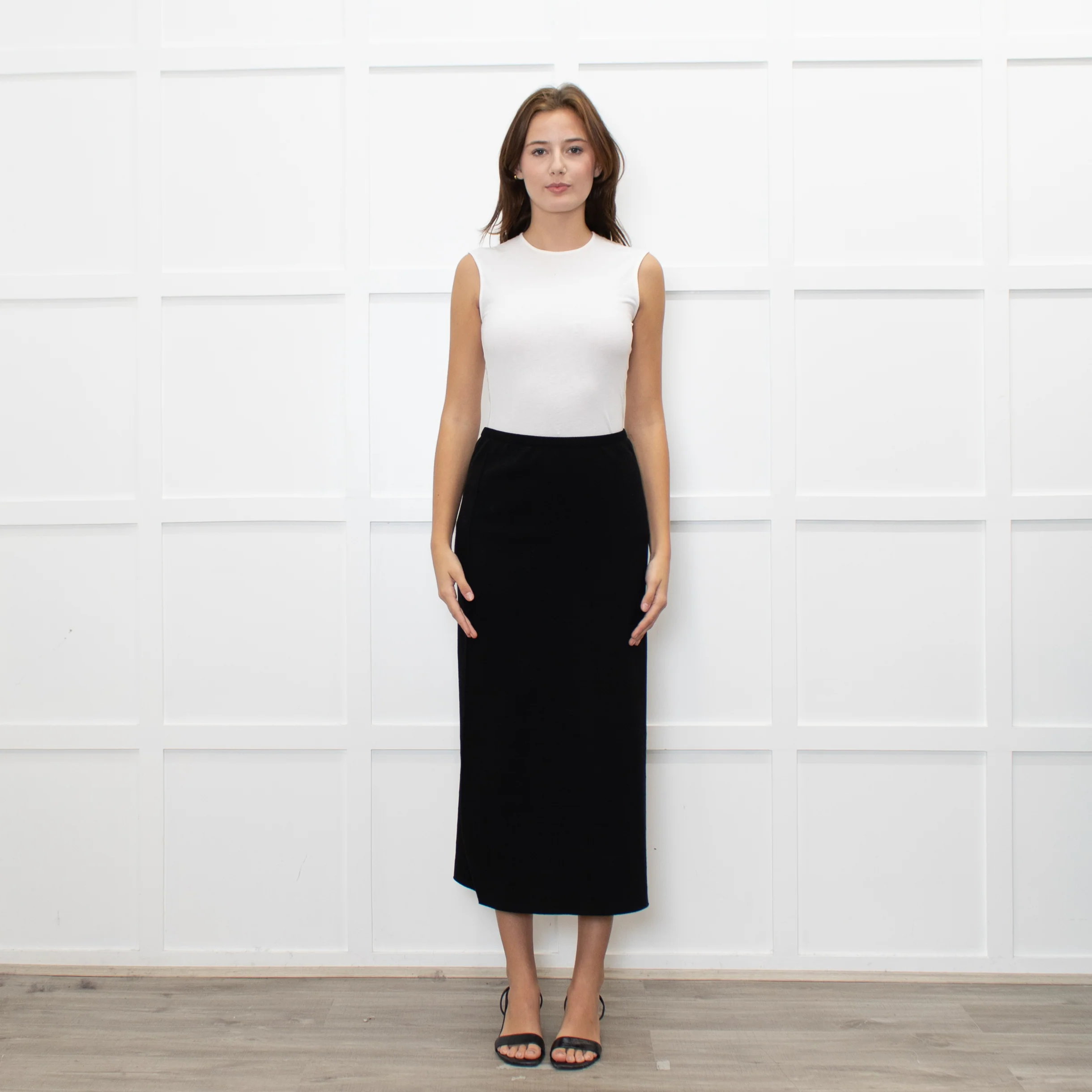 A.POC Issey Miyake Black Cotton Blend Jersey Long Skirt