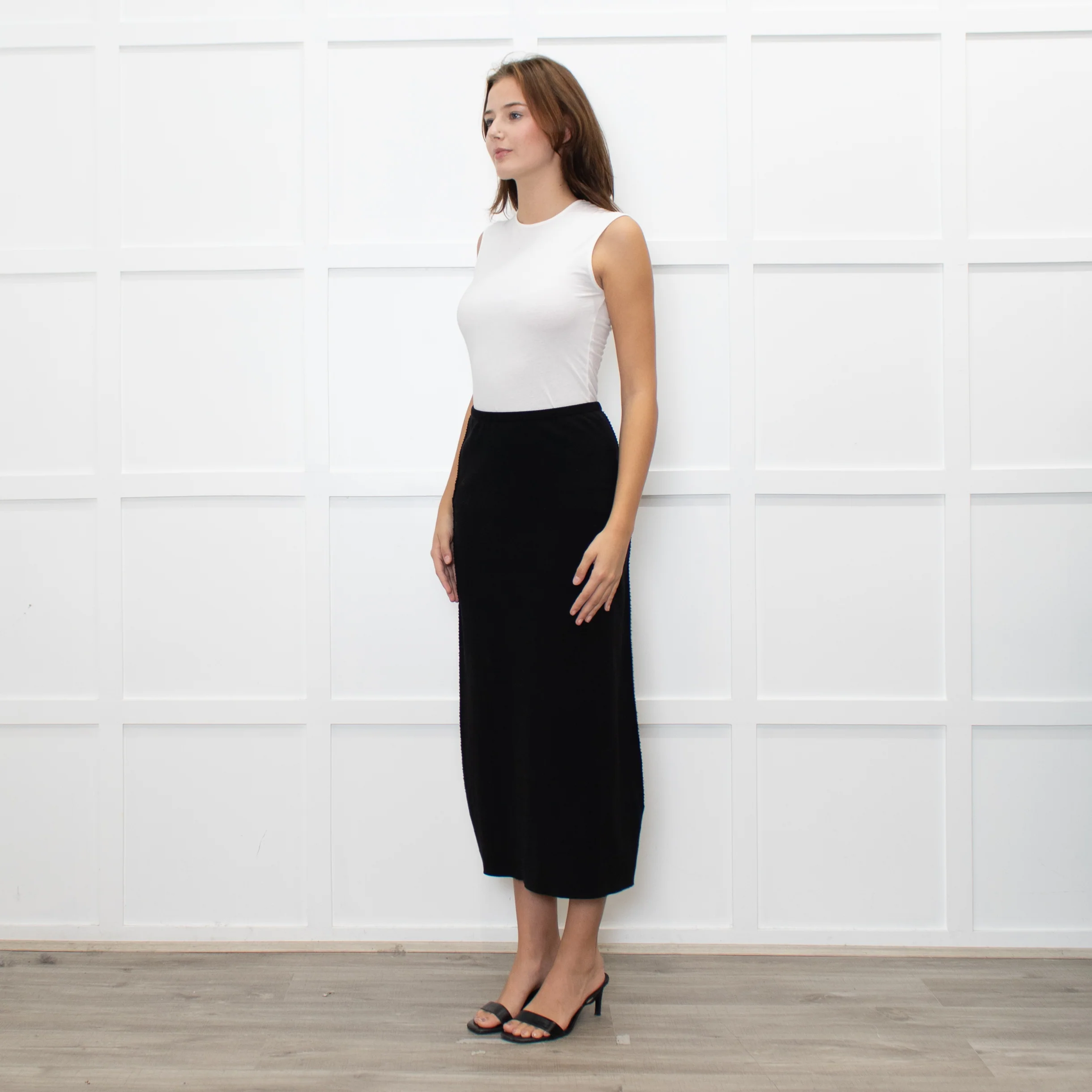 A.POC Issey Miyake Black Cotton Blend Jersey Long Skirt - Image 3