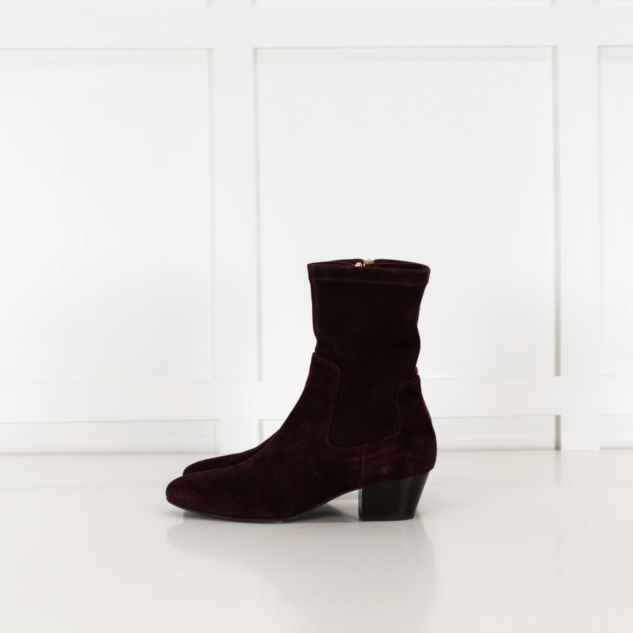 Aquatalia Burgundy Suede Ankle Boot - Image 4