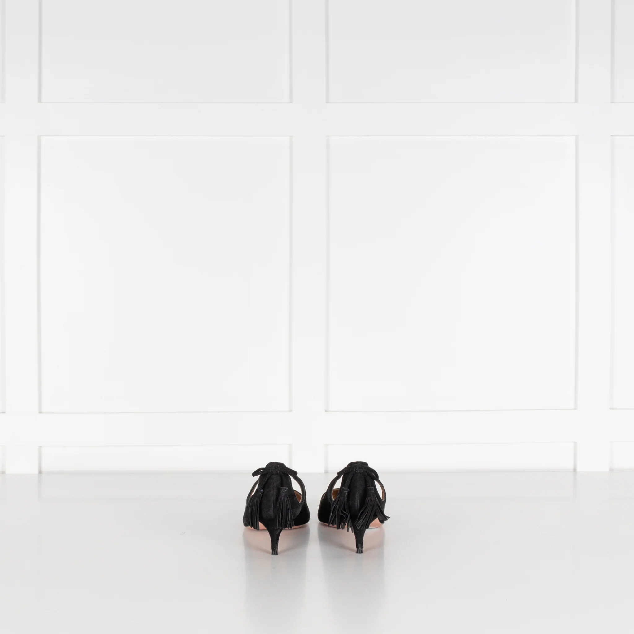 Aquazzura Black Suede Tassle Pumps - Image 5