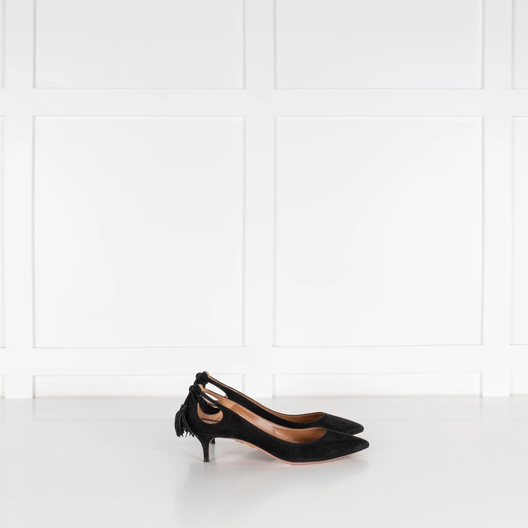 Aquazzura Black Suede Tassle Pumps - Image 6
