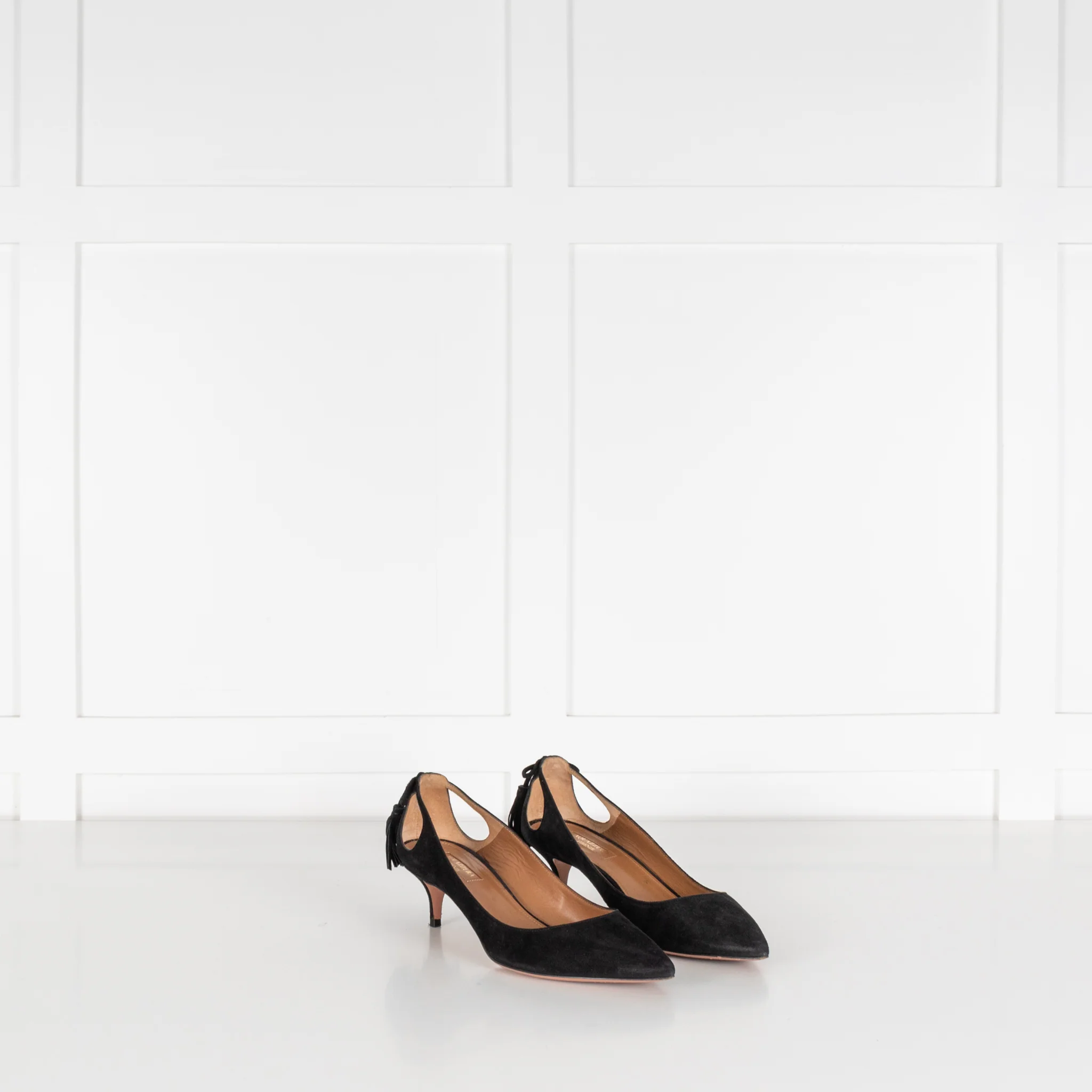 Aquazzura Black Suede Tassle Pumps - Image 7