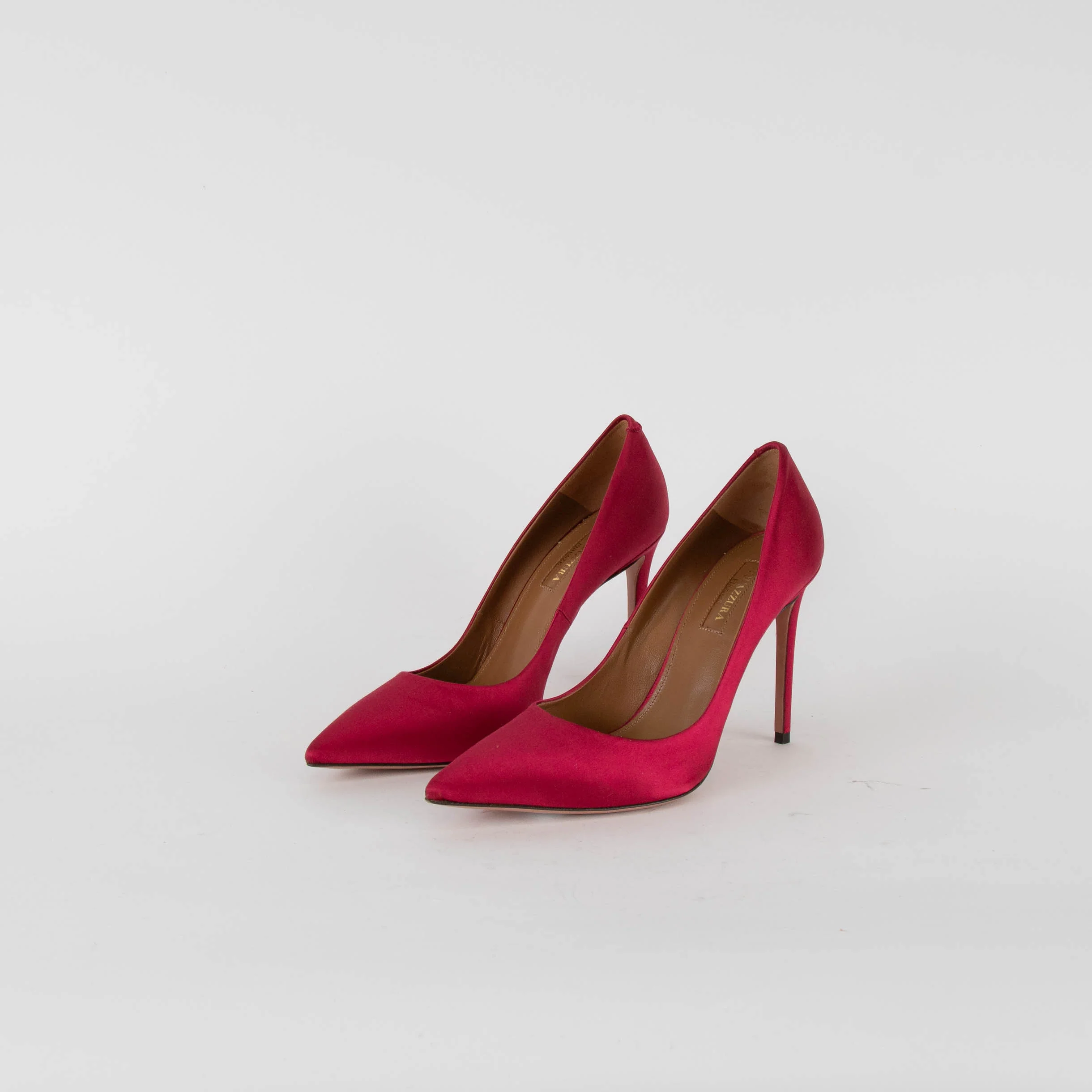 Aquazzura Red Satin Heeled Shoes - Image 3