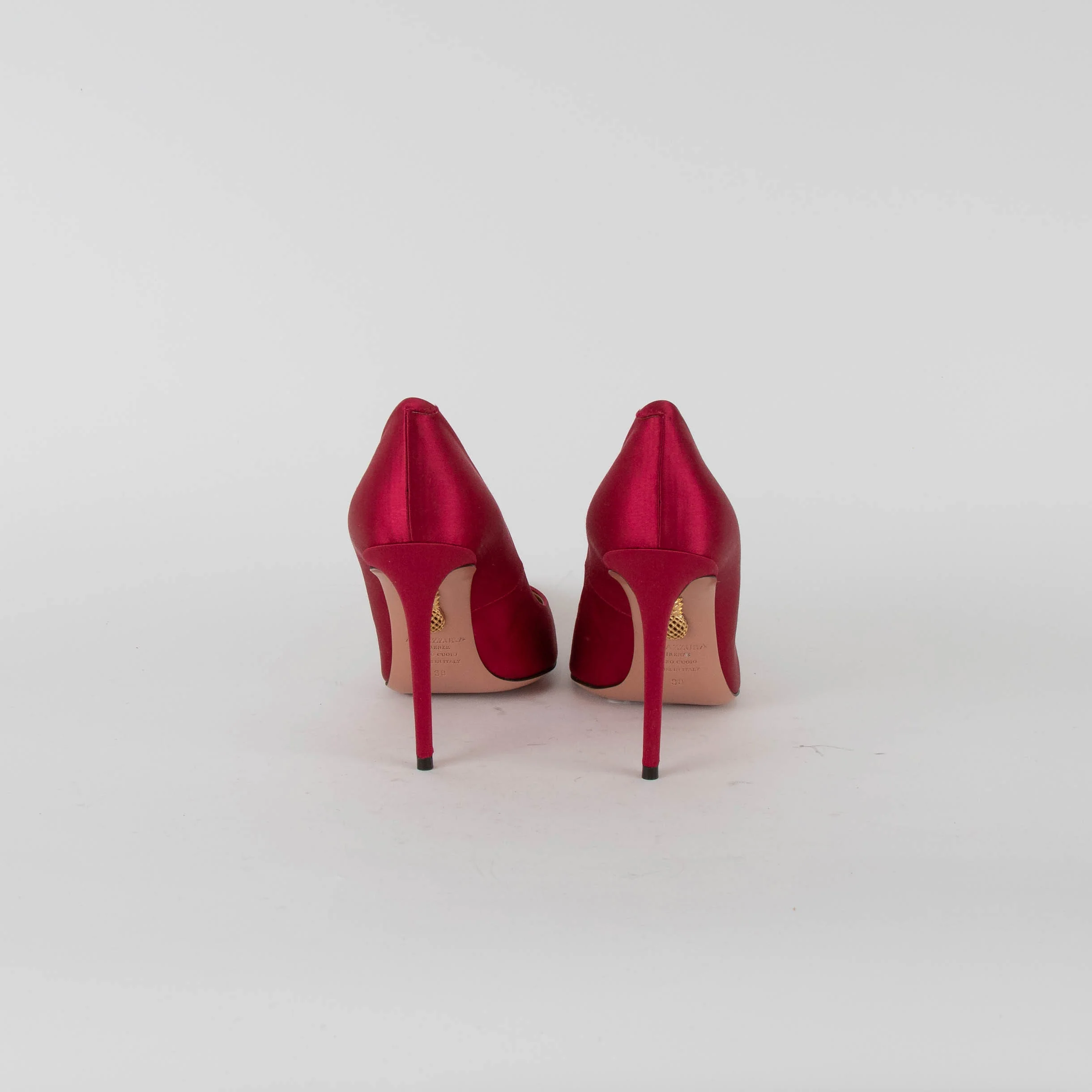Aquazzura Red Satin Heeled Shoes - Image 6