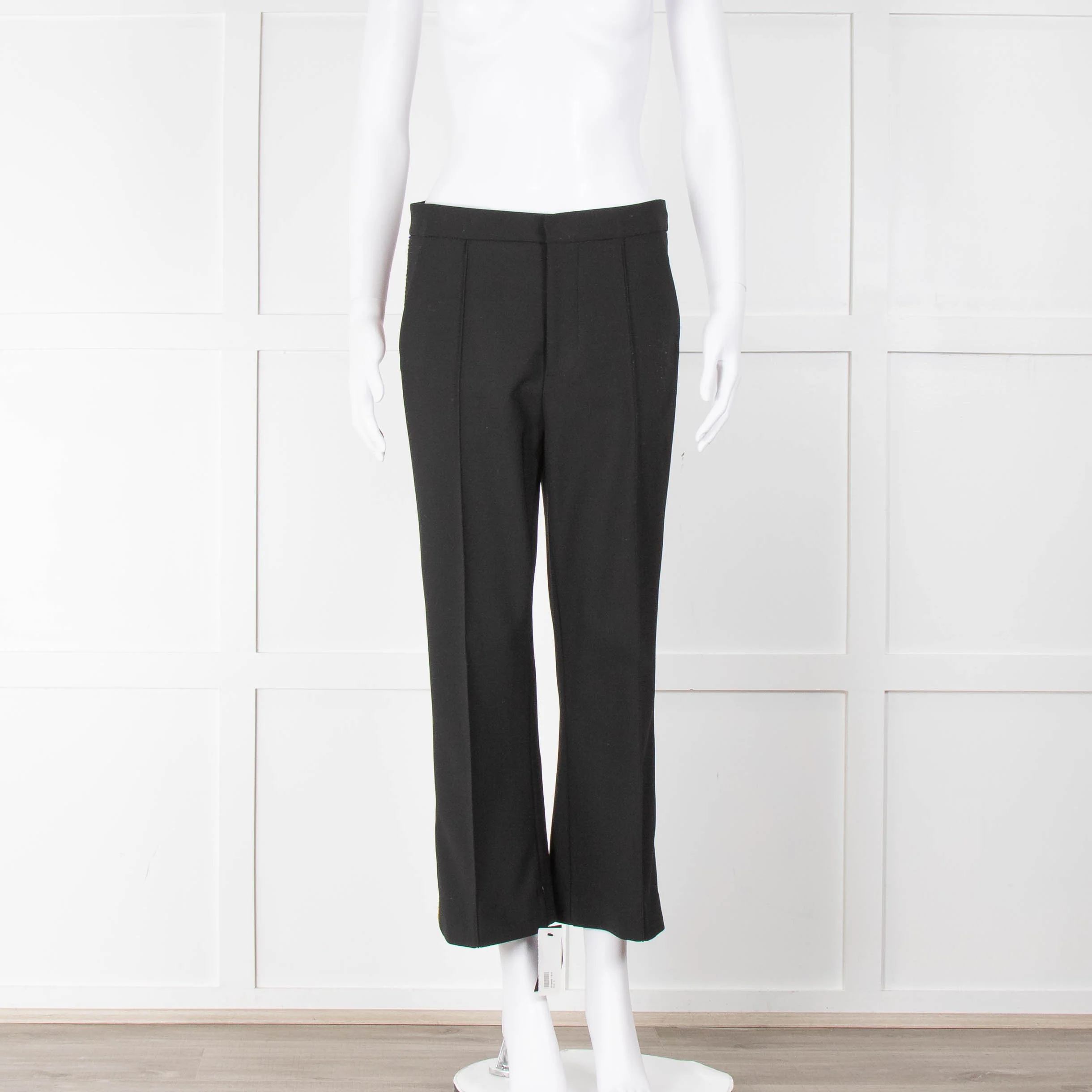 Area Black Tailored Trousers with Jewel Embellished Trim