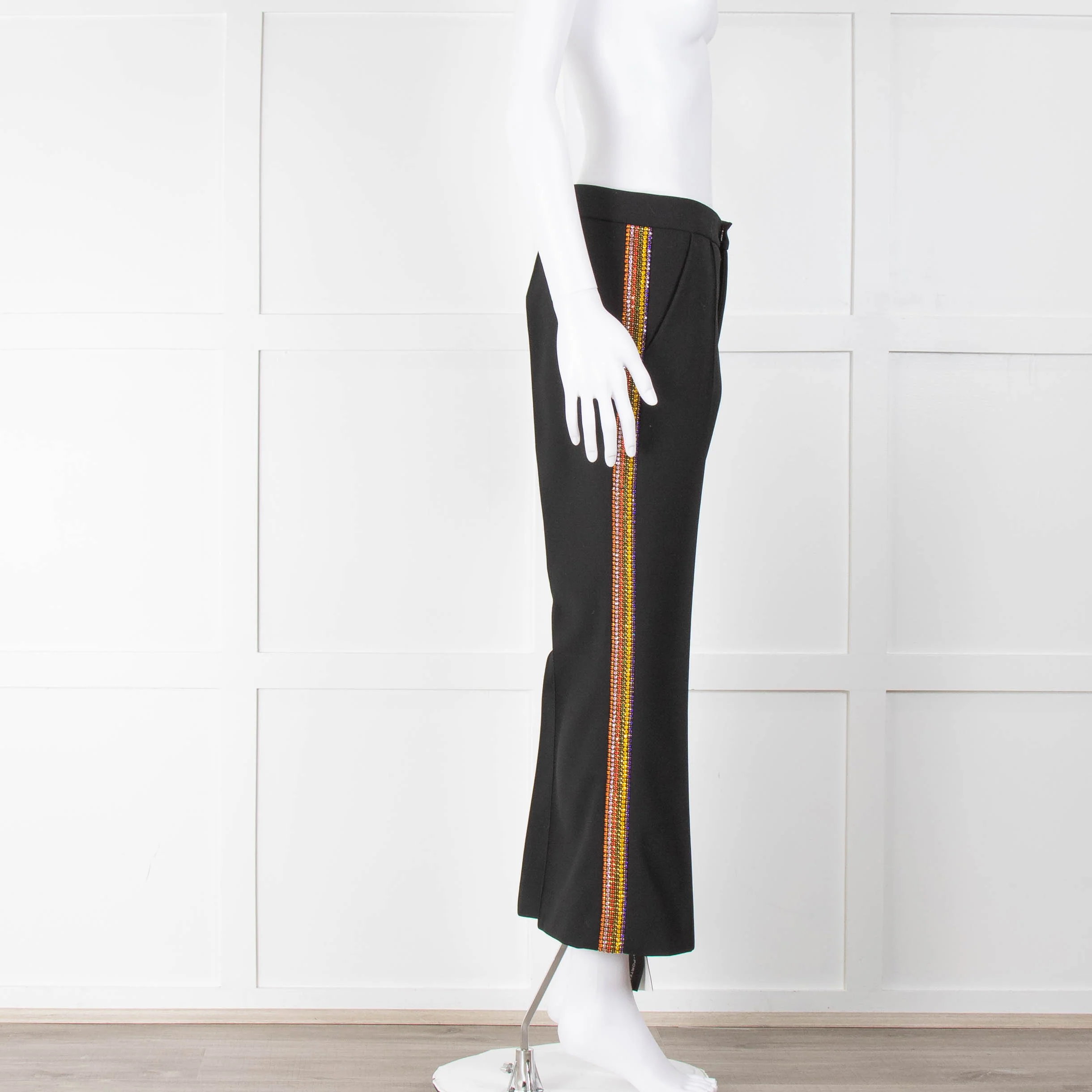 Area Black Tailored Trousers with Jewel Embellished Trim - Image 2