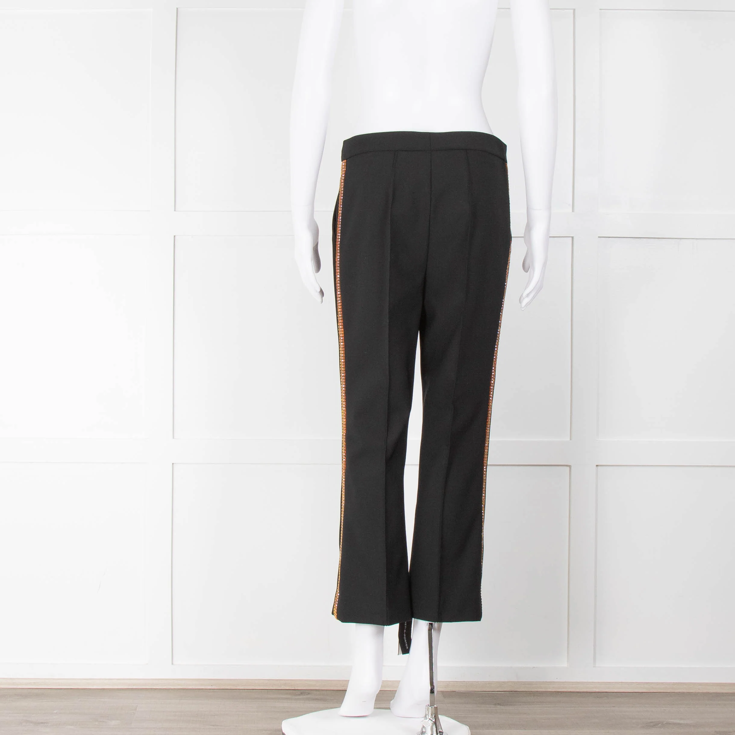 Area Black Tailored Trousers with Jewel Embellished Trim - Image 3
