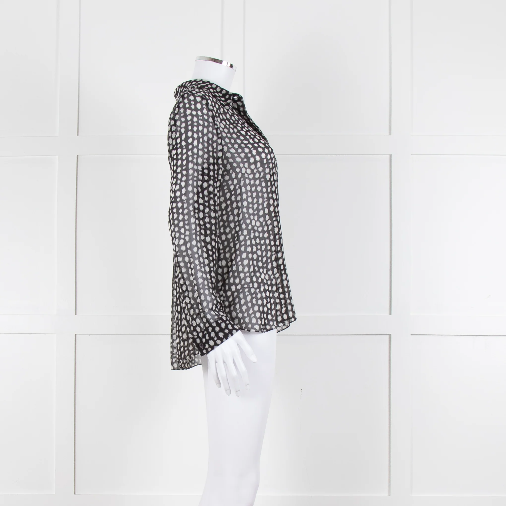 Armani Collezioni Black White Print Button Front Long Sleeve Shirt - Image 3