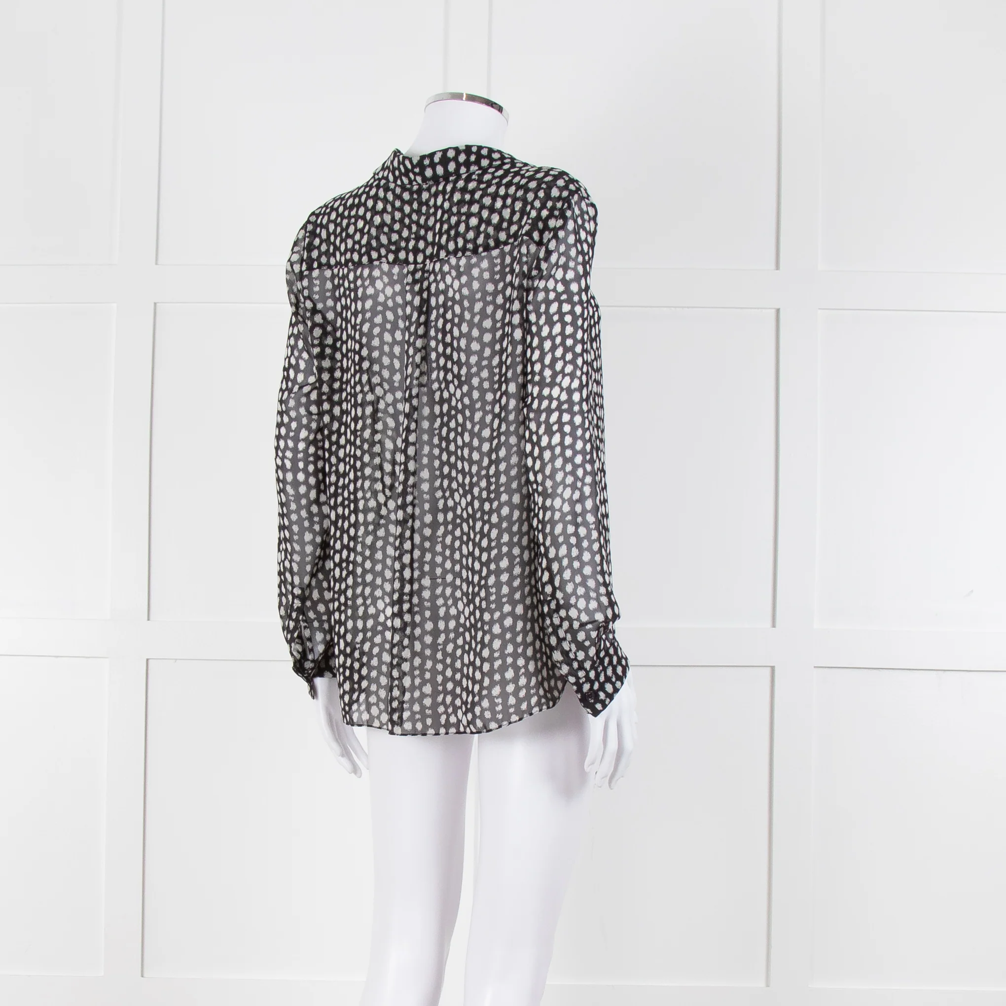 Armani Collezioni Black White Print Button Front Long Sleeve Shirt - Image 4