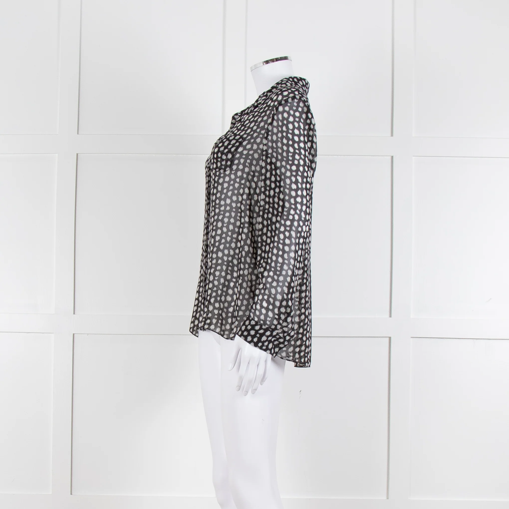 Armani Collezioni Black White Print Button Front Long Sleeve Shirt - Image 7