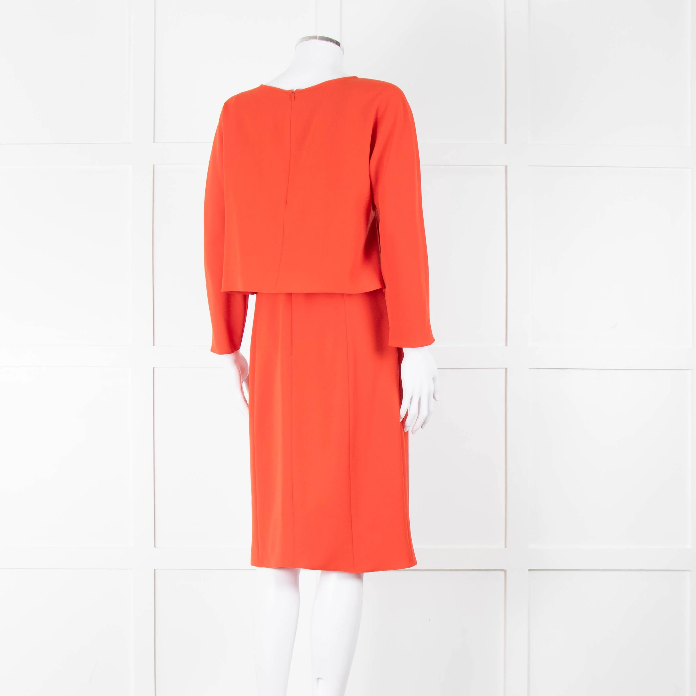 Armani Collezioni Coral Orange Red Sleeved Dress - Image 4