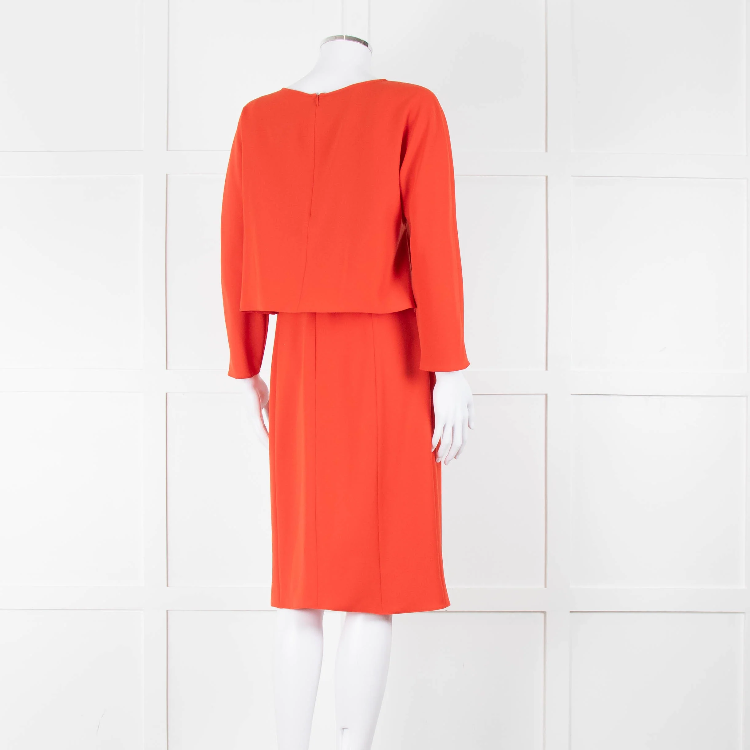 Armani Collezioni Coral Orange Red Sleeved Dress - Image 5