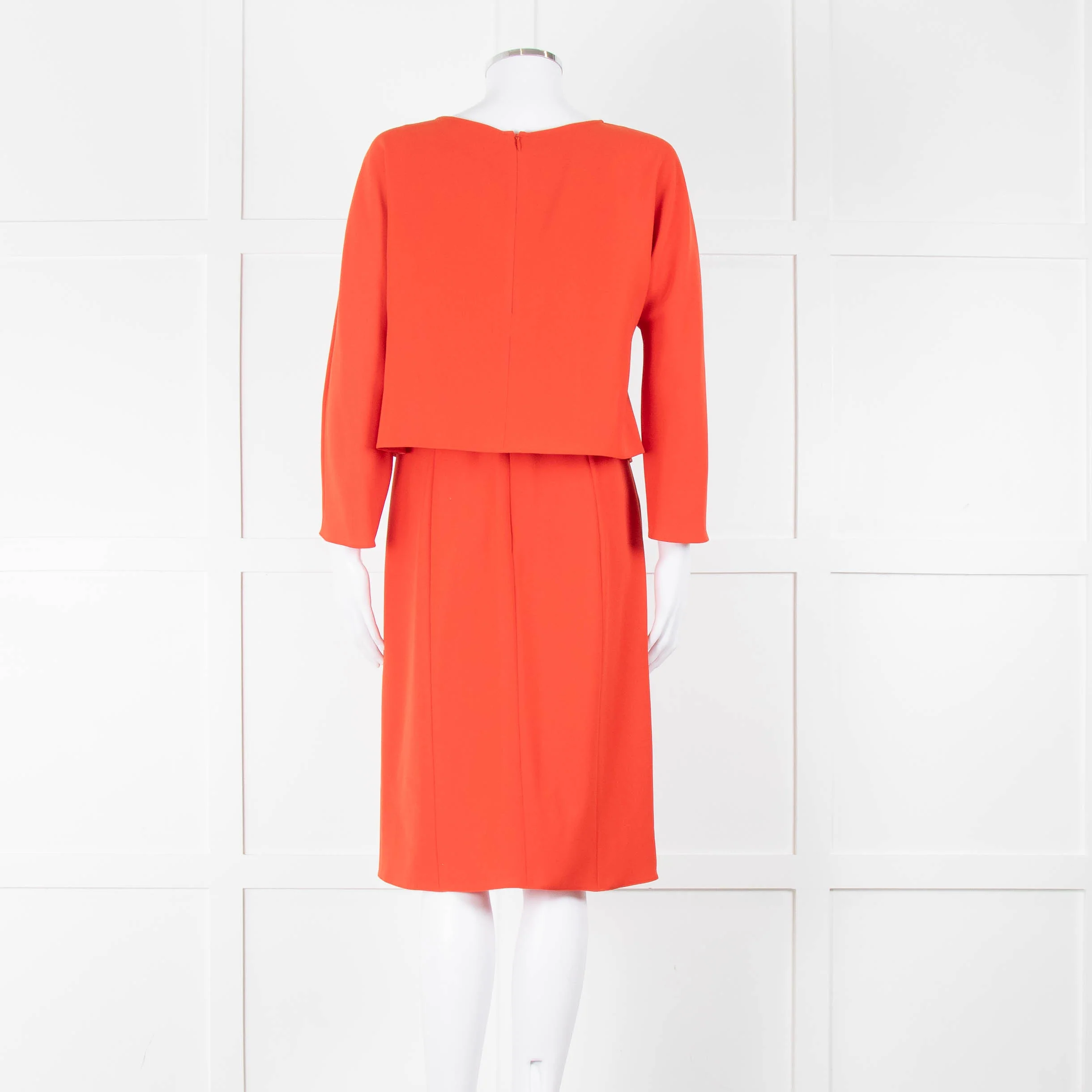 Armani Collezioni Coral Orange Red Sleeved Dress - Image 6