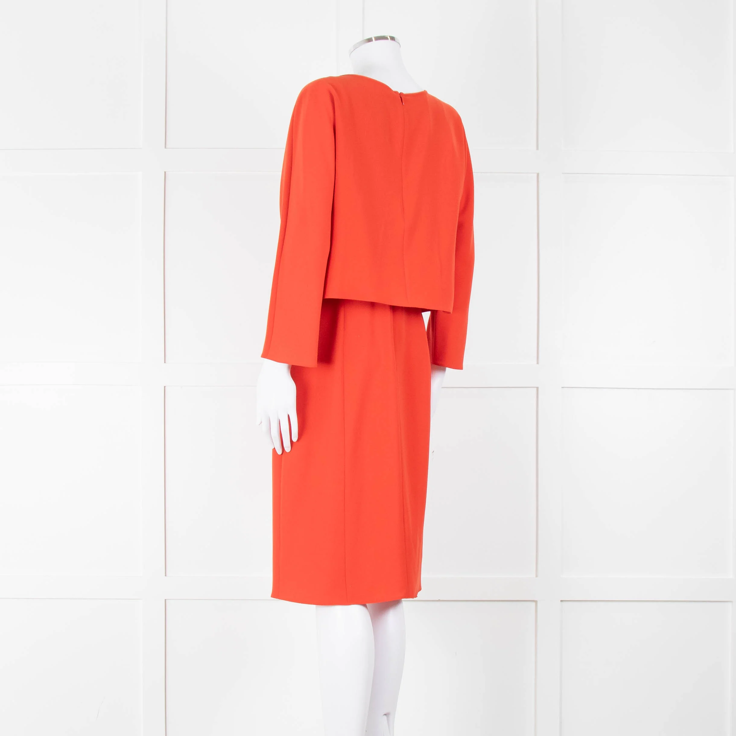 Armani Collezioni Coral Orange Red Sleeved Dress - Image 7