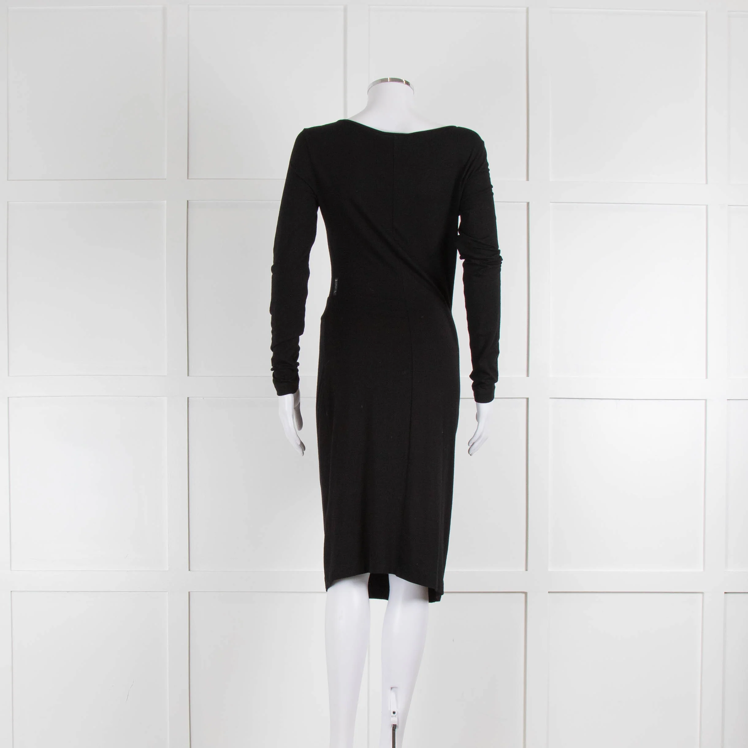 Armani Jeans Black Jersey Long Sleeve Belted Midi Dress - Image 3