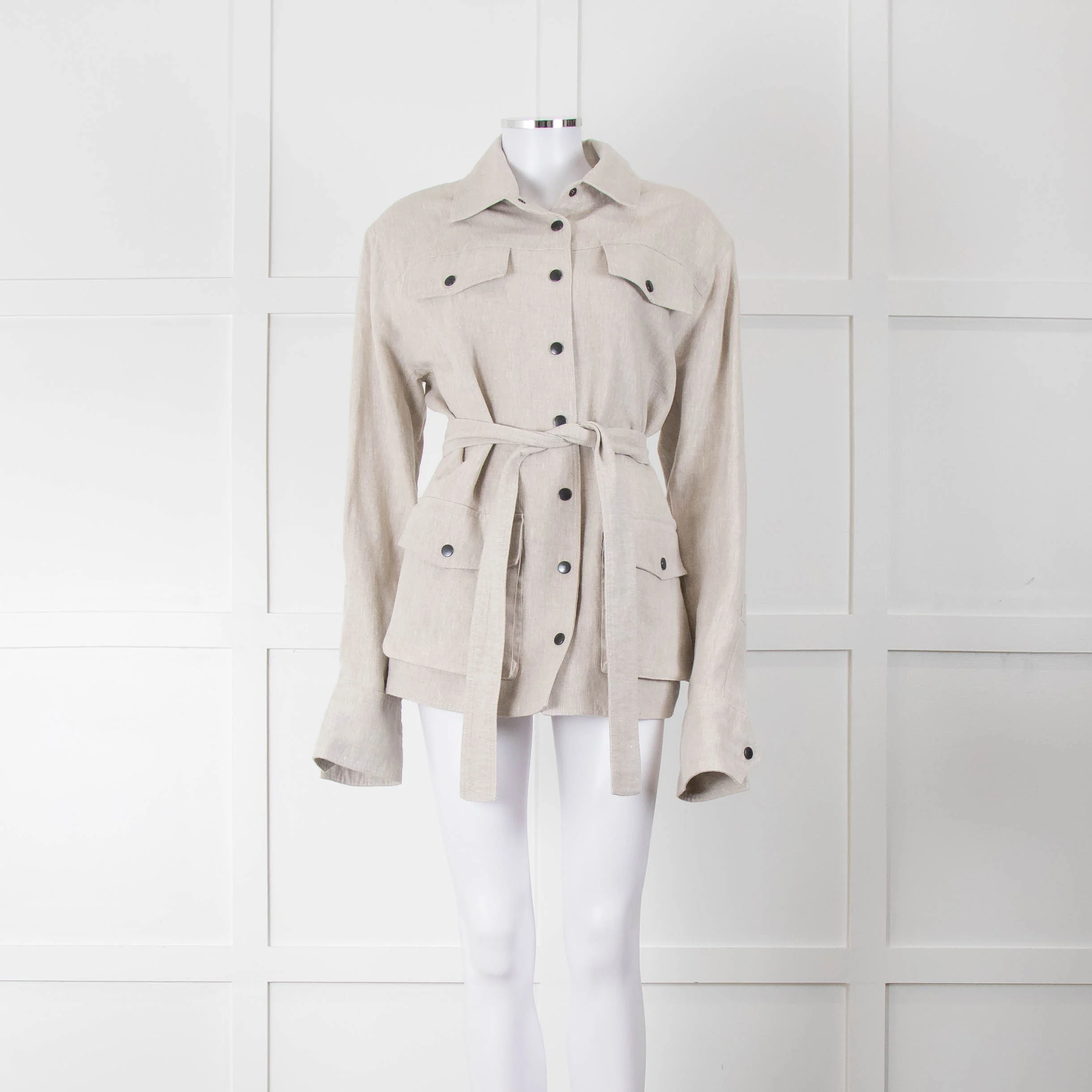 Art School Oatmeal Belted Safari Jacket