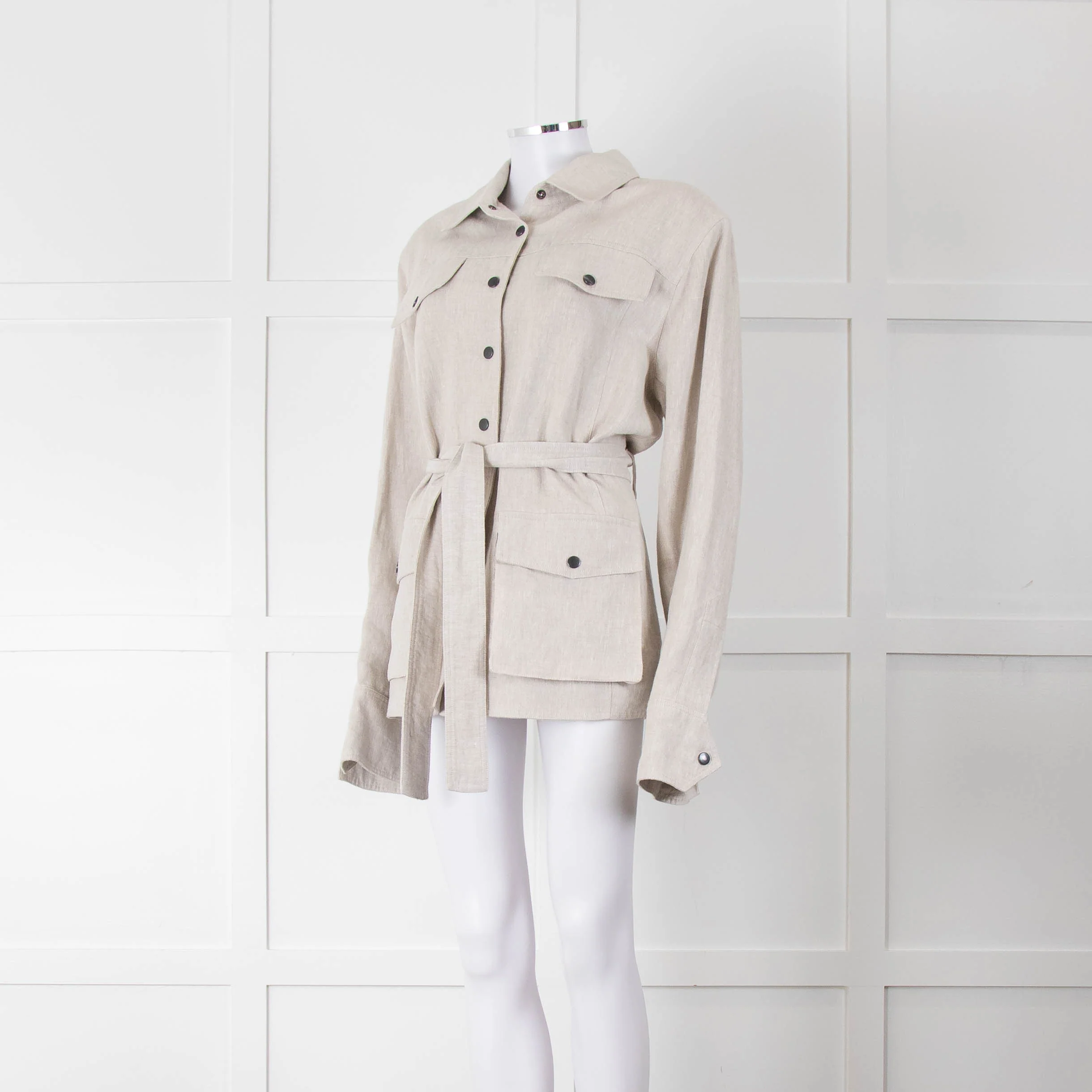 Art School Oatmeal Belted Safari Jacket - Image 8